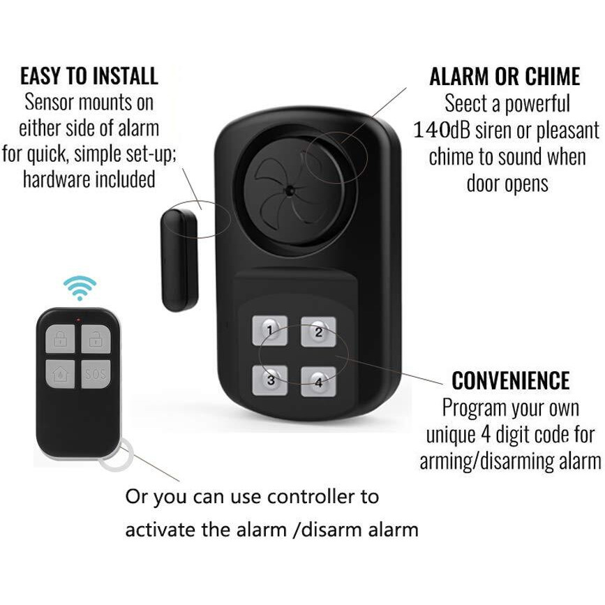 Hendun Outdoor Door Alarm With Remote Keypad  Waterproof Ip67 Inground Pool Safety Alarm Gate Alarm Sensor  140 Db Super Loud  Prying Door Alarm Entrance Alert (1 Pack)