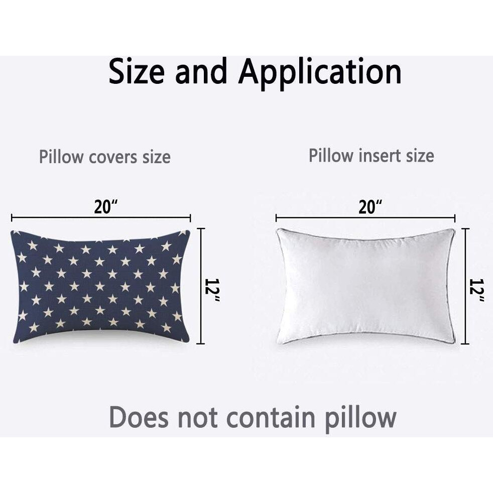 Hosnye Stars Throw Pillow Cover Blue And White Stars Pattern Linen Fabric For Couch Bed Sofa Car Waist Cushion Cover 12 X 20 Inch Pillow Case