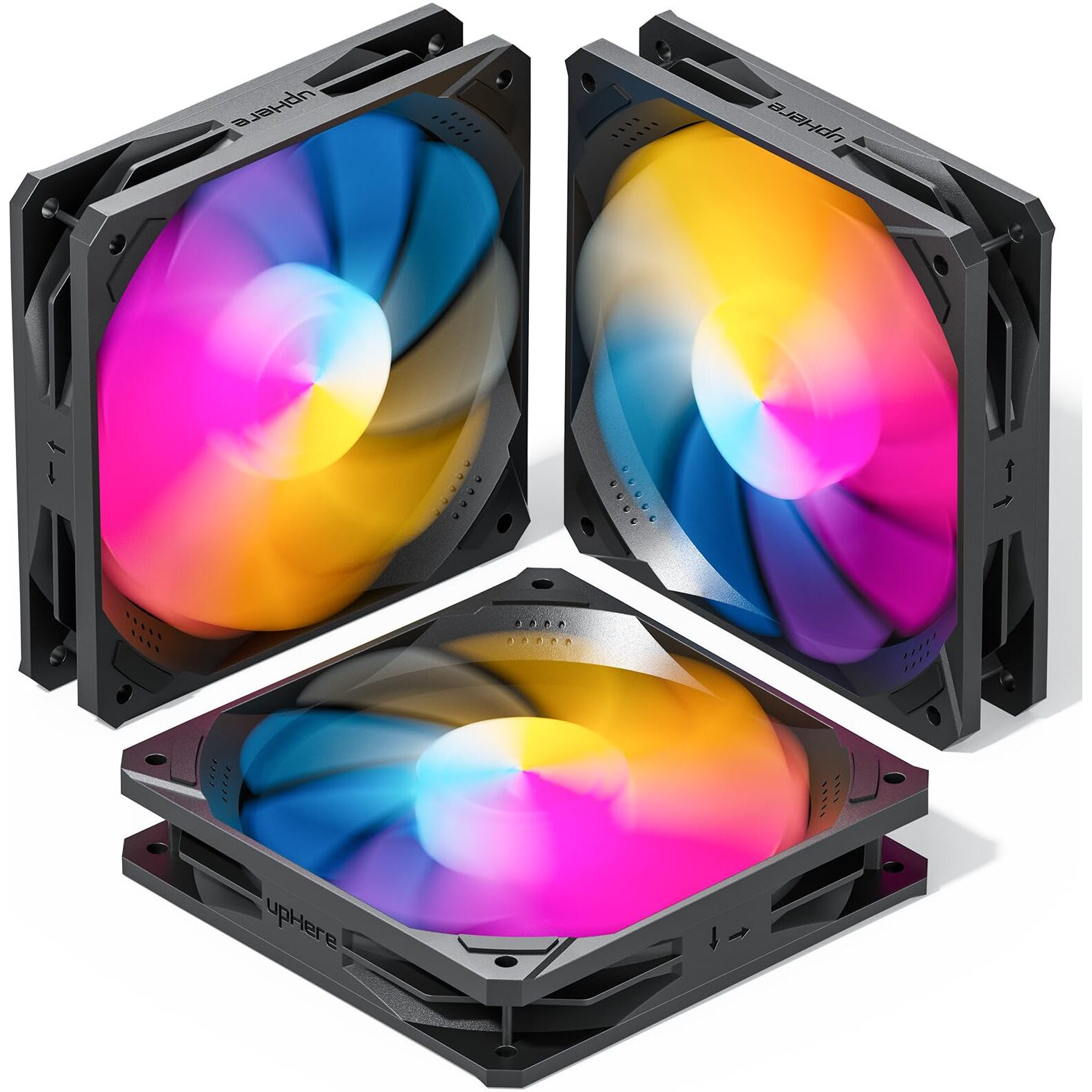 Uphere 120Mm Black Argb Computer Case Fans 3-Pack High Performance Cooling 4Pin Pwm Cpu Fan Low Noise Hydraulic Bearing Long Life Up To 40 000 Hours Compatible With Desktop Nk1207-3