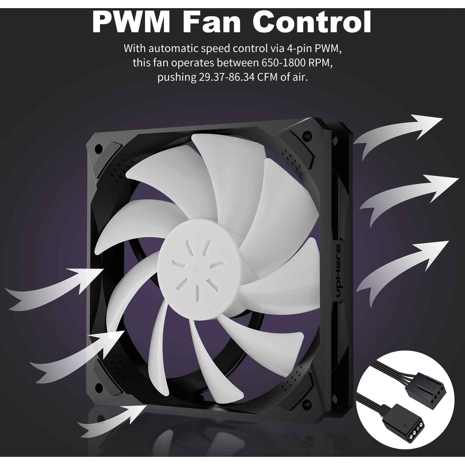 Uphere 120Mm Black Argb Computer Case Fans 3-Pack High Performance Cooling 4Pin Pwm Cpu Fan Low Noise Hydraulic Bearing Long Life Up To 40 000 Hours Compatible With Desktop Nk1207-3