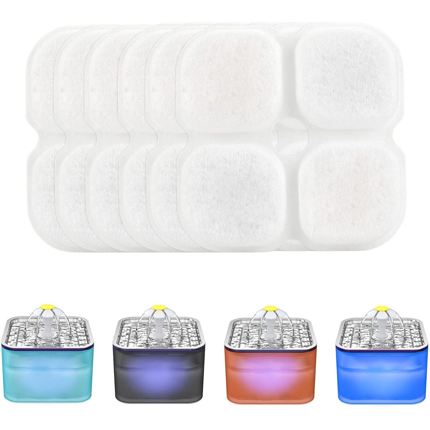 Wonder Creature Cat Fountain Filter Replacement  6/8/6+6/12+12 Pack For Crystal Cat Water Fountain  3L/101Oz Pet Water Fountain Filters (6 Pack)