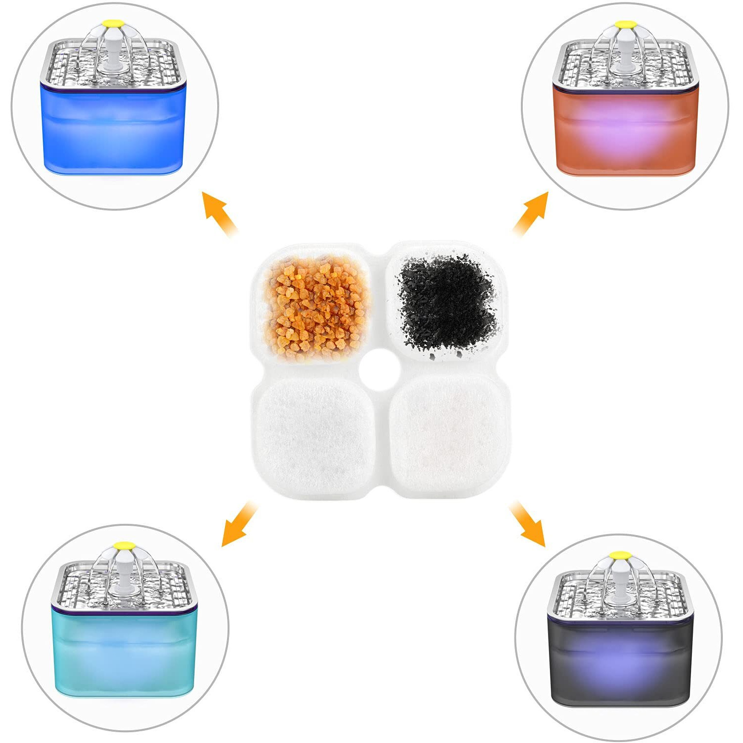 Wonder Creature Cat Fountain Filter Replacement  6/8/6+6/12+12 Pack For Crystal Cat Water Fountain  3L/101Oz Pet Water Fountain Filters (6 Pack)