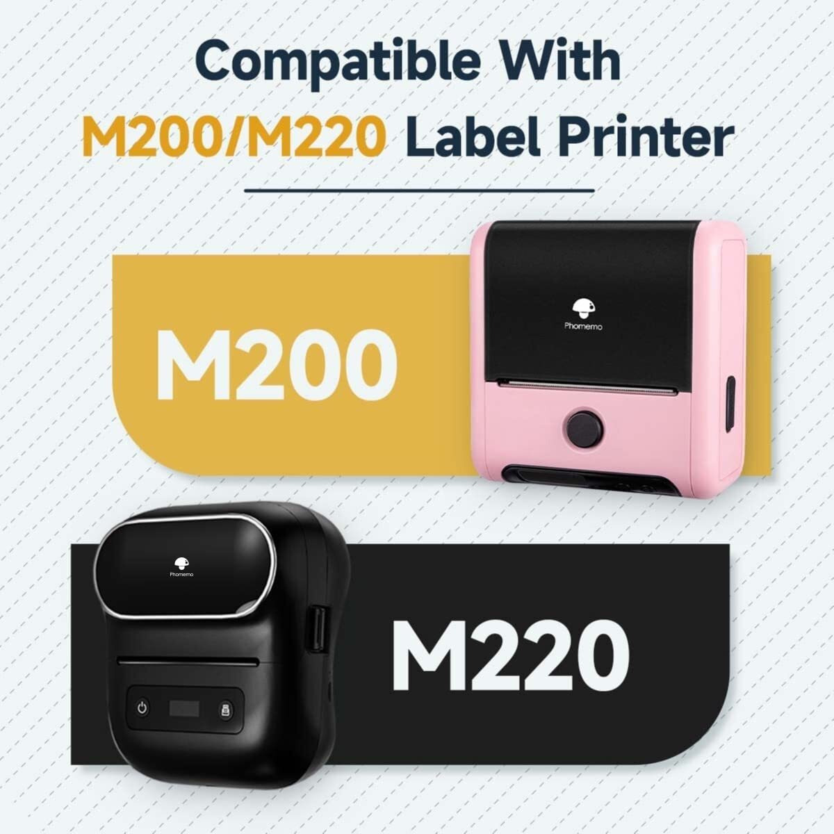 Phomemo M200 White Round/Circle Thermal Label Paper 2 3/4"&quot2 3/4""(70X70Mm)  For Phomemo M200/M220 Label Maker 110 Labels/Roll Black On White