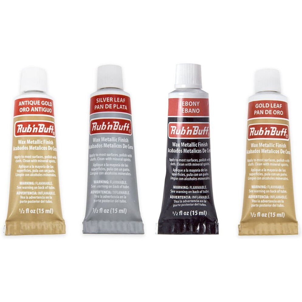 Rub-N-Buff 4 Color Assortment (Silver Leaf  Antique Gold  Gold Leaf  Ebony)