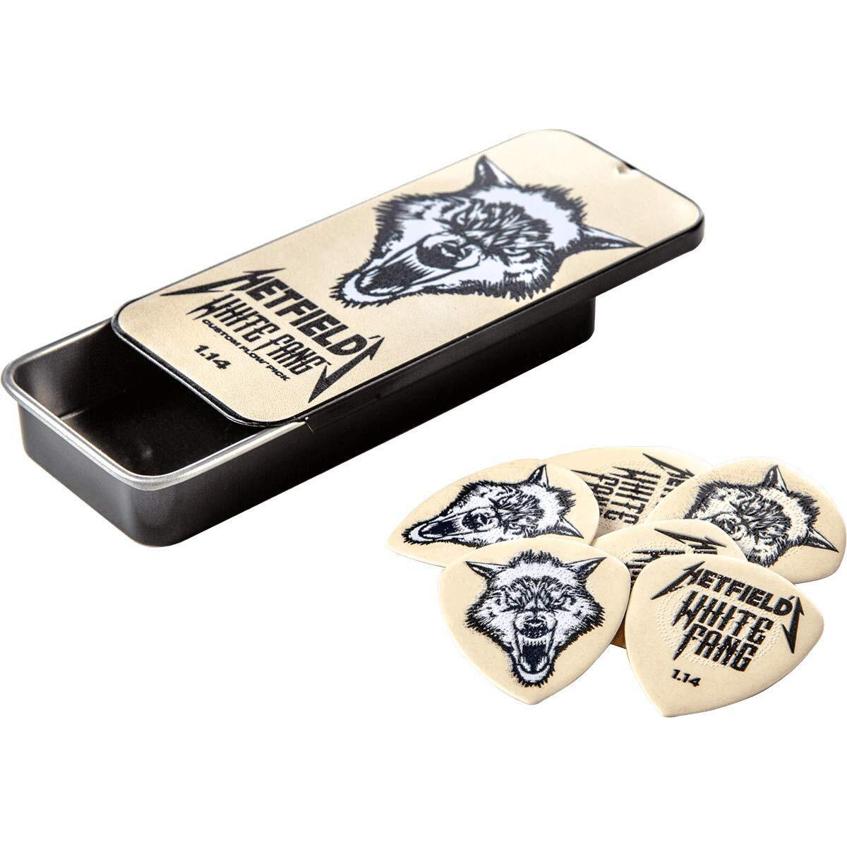 Jim Dunlop Hetfield's White Fang Custom 1.14Mm Flow Guitar Pick Tin (Ph122T114)
