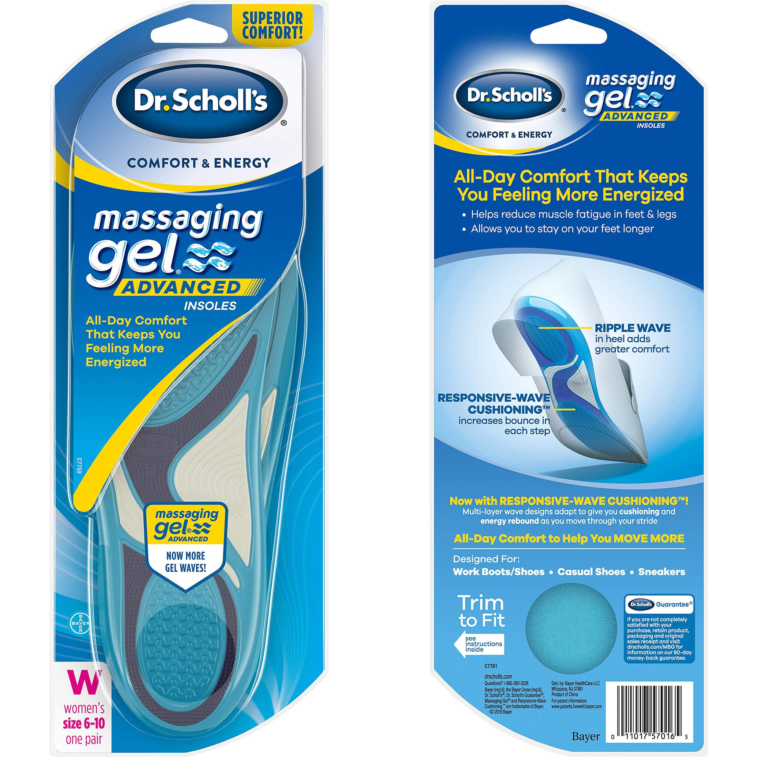 Dr. Scholl's Massaging Gel Advanced Insoles (Women's 6-10)  2 Pairs (Packaging May Vary)