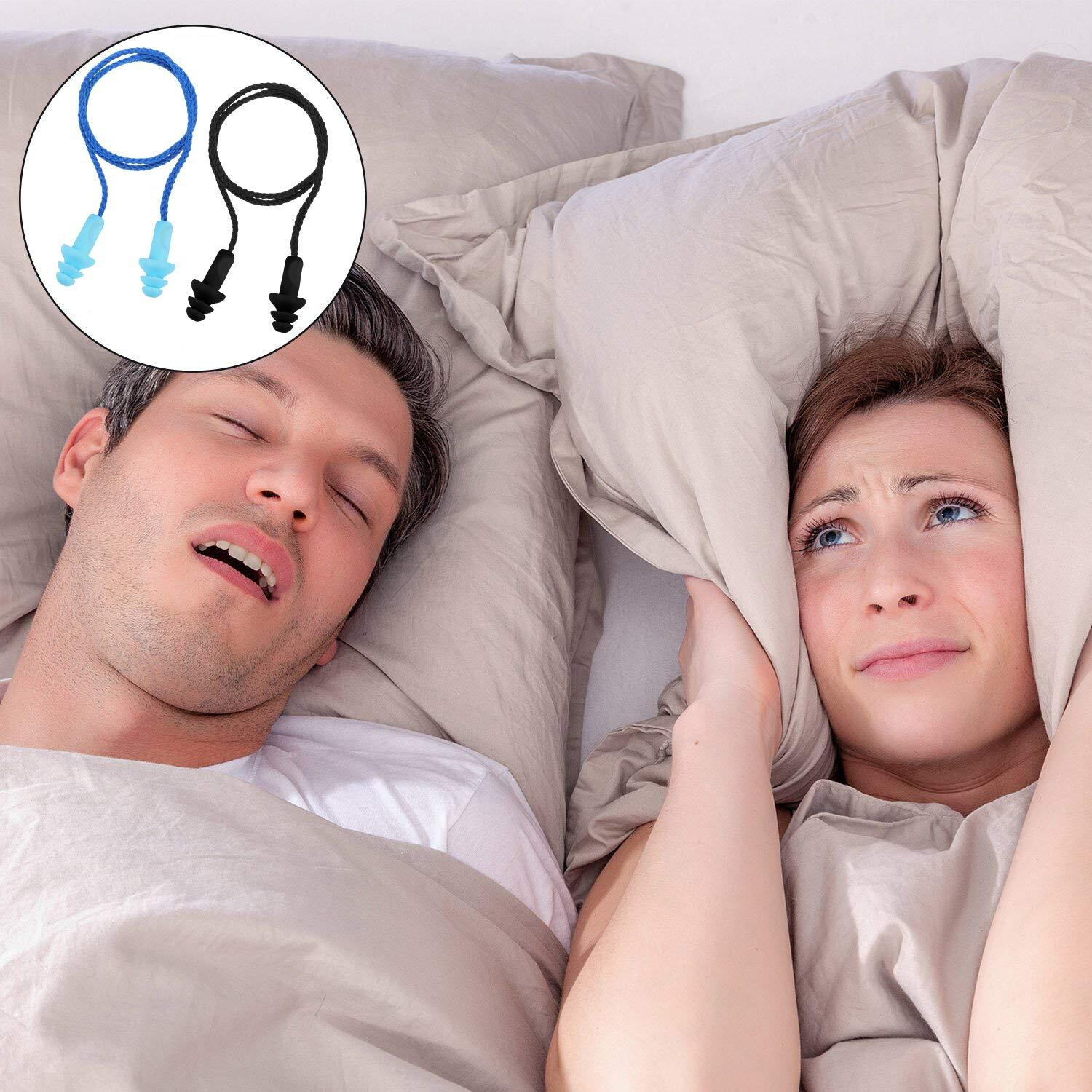 Bememo 20 Pairs Corded Ear Plugs Reusable Silicone Earplugs With String Noise Cancelling Hearing Protection For Sleep Work Shooting