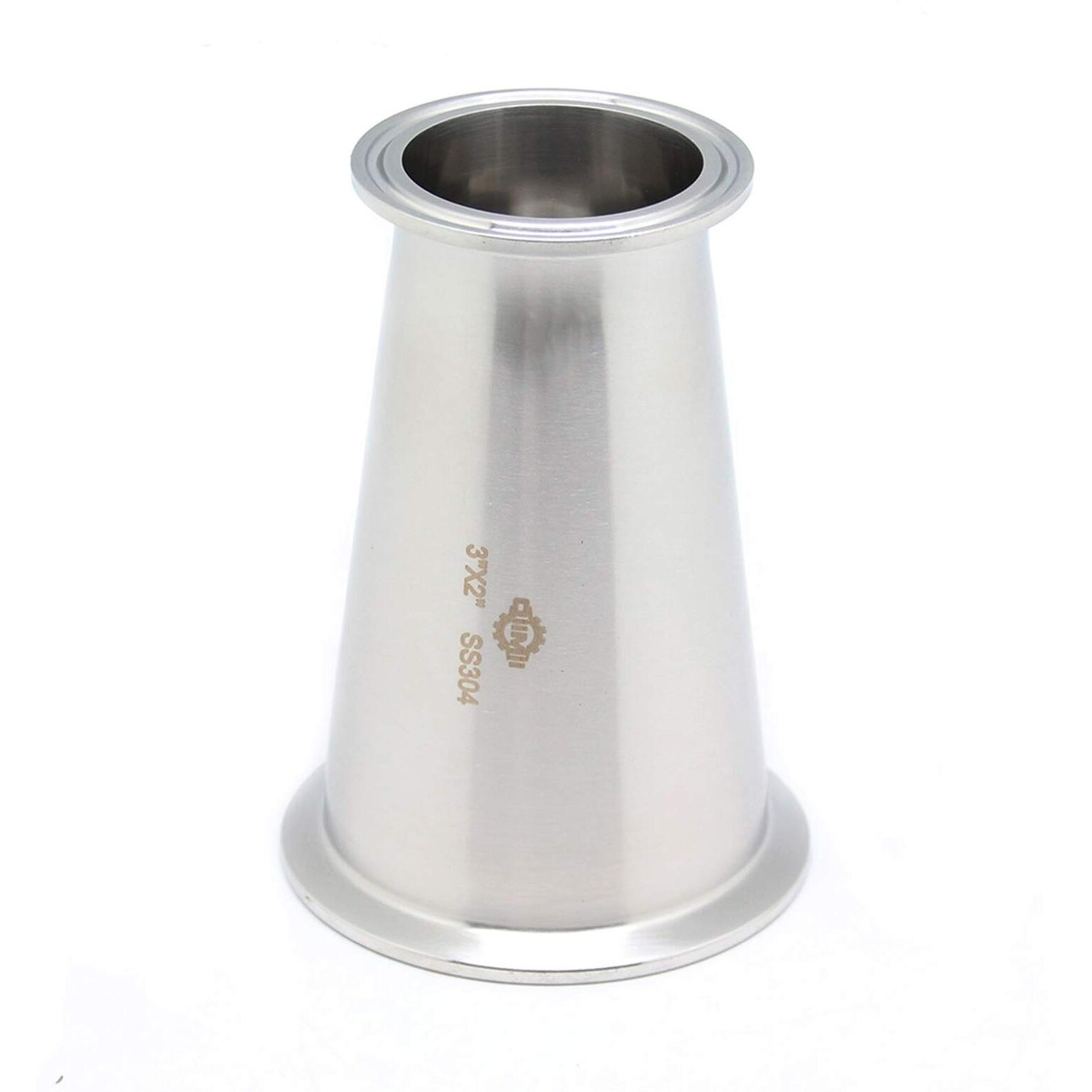 Qiimii Sanitary Tri Clamp Concentric Reducer Tri Clamp Clover Fittings Stainless Steel 304 Reducer (Size3 Inch X 2 Inch)