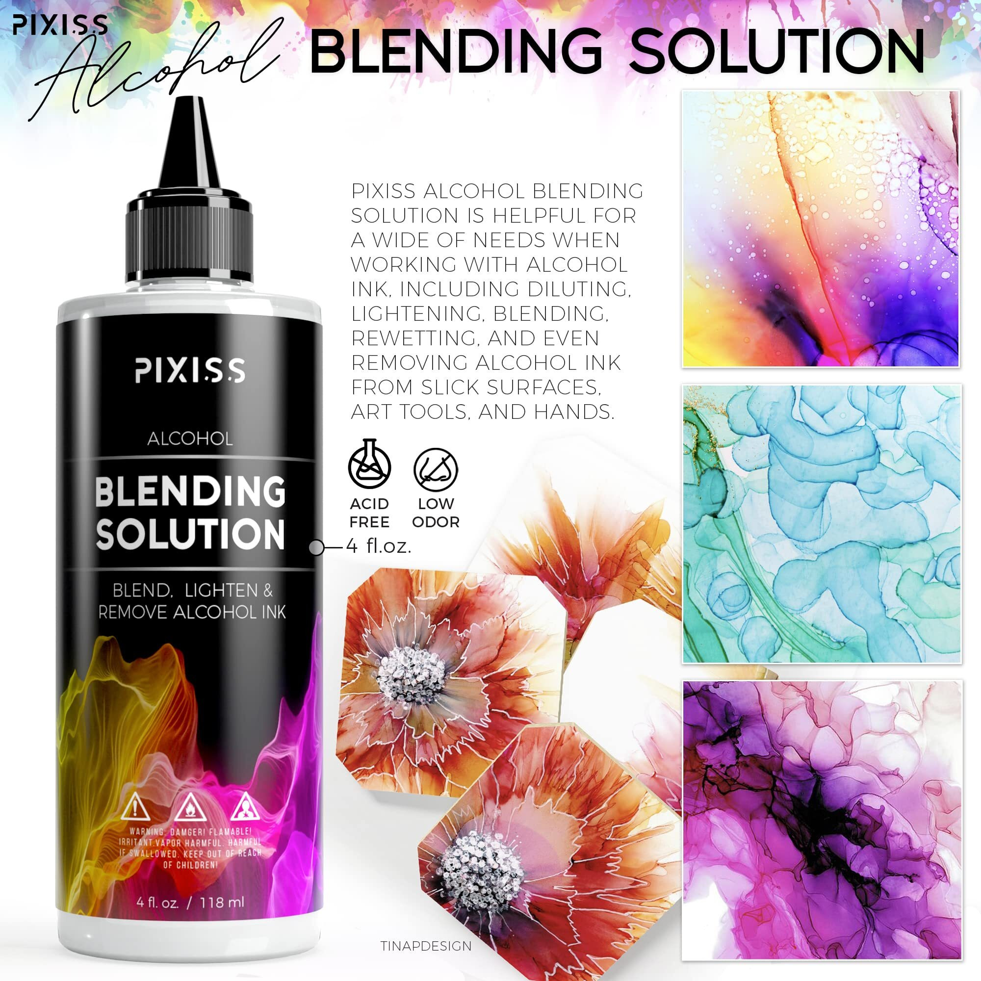 Alcohol Blending Solution For Ink - Large 4Oz Ink Blending Solution - Works With All Alcohol Inks - With Applicator Tip  Applicator Bottle And Funnel