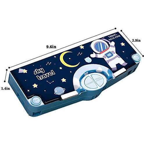 Minache Multifunction Pencil Case  Pencil Box With 2 Compartments For Students - Cartoon Pattern Stationery Set With Pop Out Scissors And Pencil Sharpener