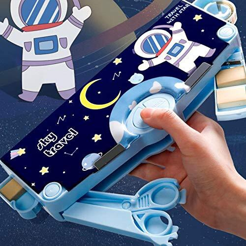 Minache Multifunction Pencil Case  Pencil Box With 2 Compartments For Students - Cartoon Pattern Stationery Set With Pop Out Scissors And Pencil Sharpener