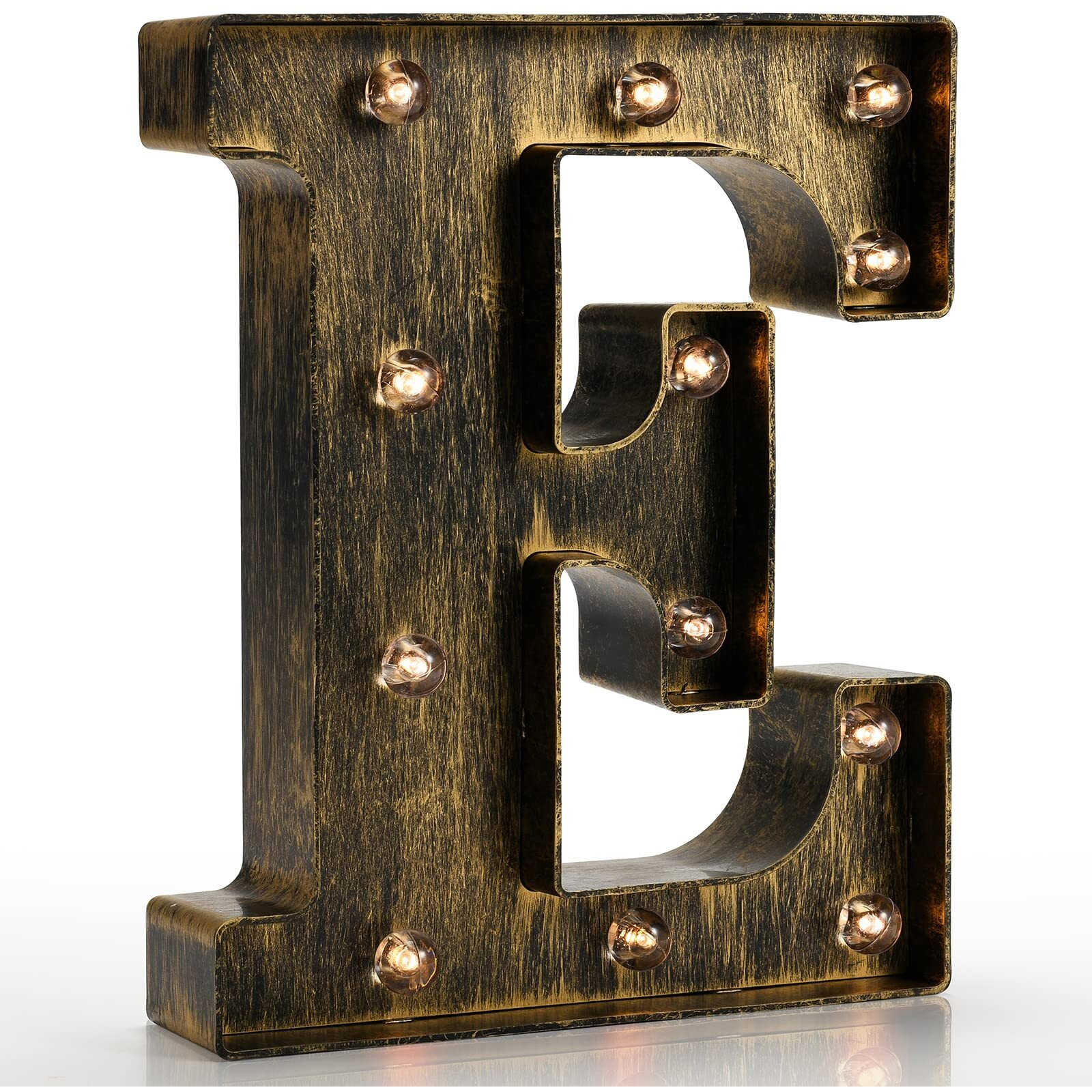 Vintage Light Up Marquee Letters With Lights - Illuminated Industrial Style Lighted Alphabet Letter Signs - Coffee Bar Apartment Bedroom Wall Home Initials Decor - E