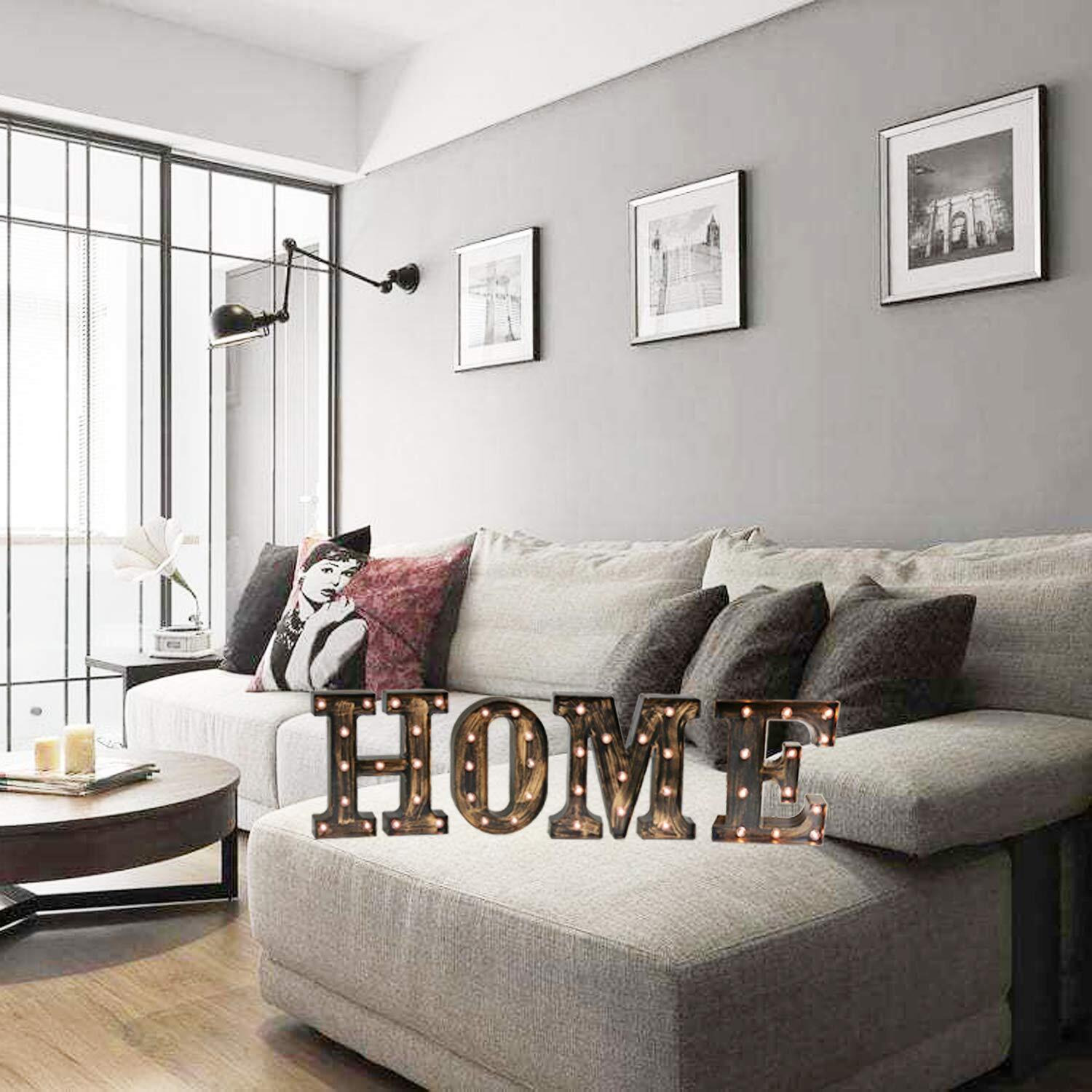 Vintage Light Up Marquee Letters With Lights - Illuminated Industrial Style Lighted Alphabet Letter Signs - Coffee Bar Apartment Bedroom Wall Home Initials Decor - E