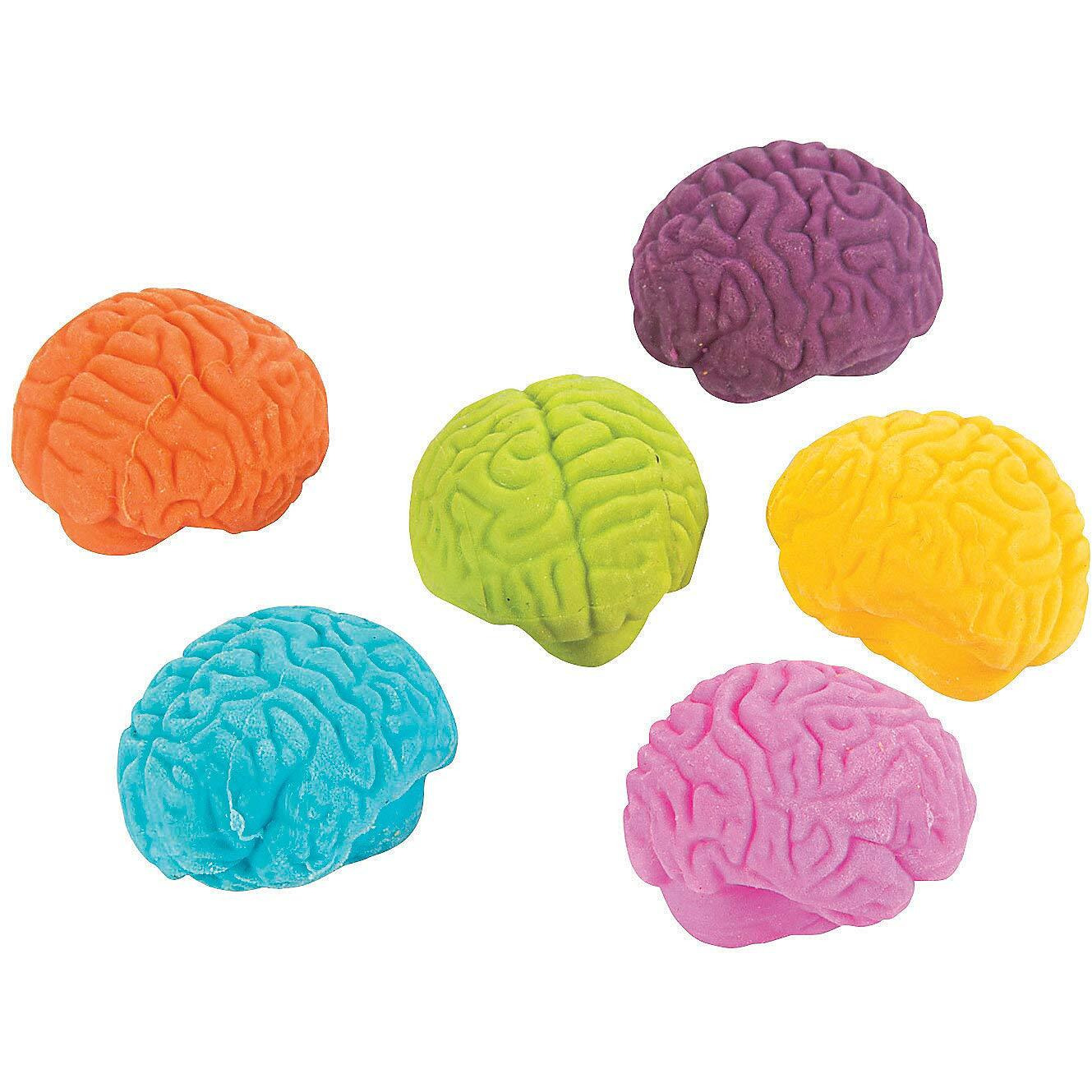 Brain Shaped Erasers (Set Of 24) Halloween  Classroom Giveaways And Party Supplies