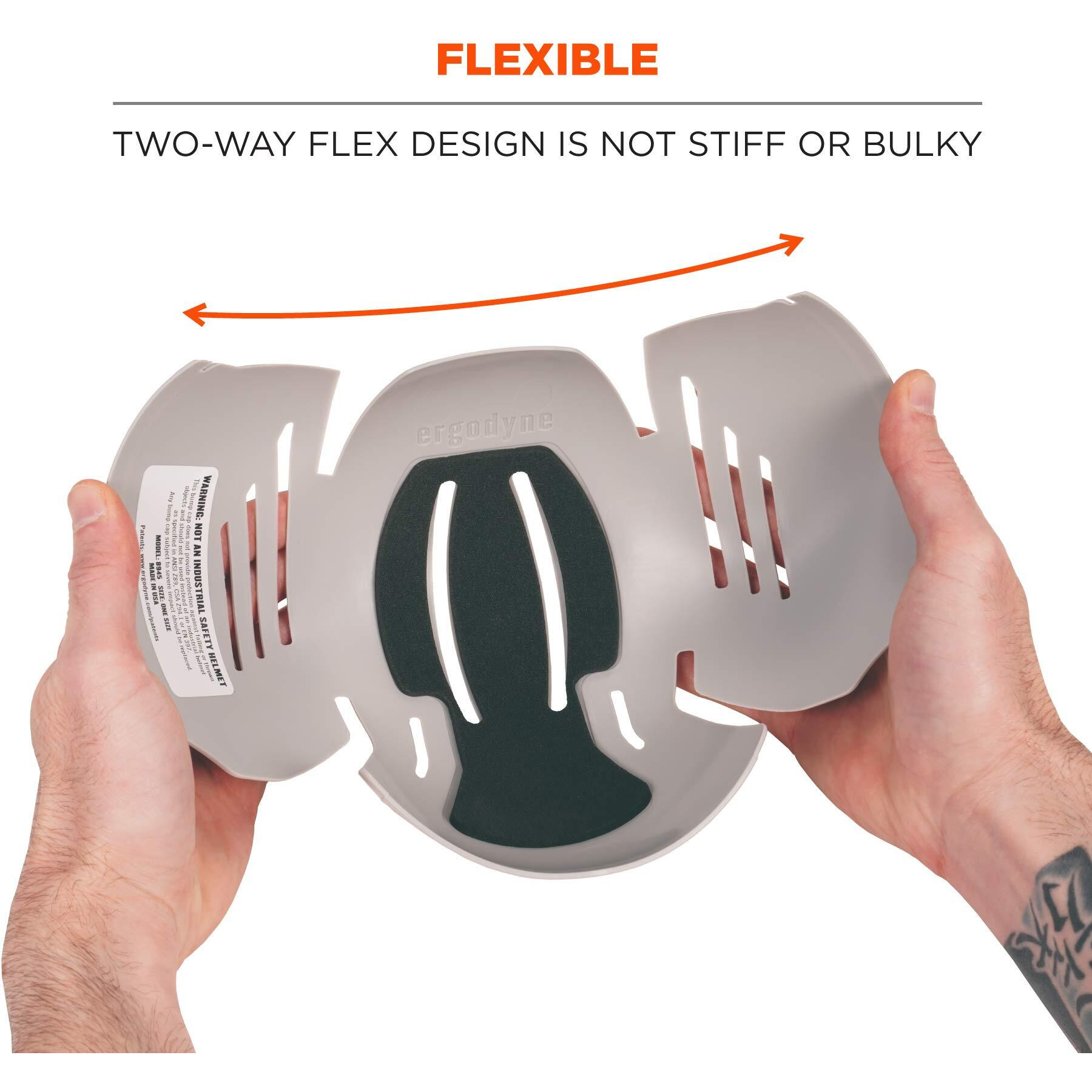 Ergodyne - 23382 Skullerz 8945 Universal Safety Bump Cap Insert  Lightweight  Fits Into Any Baseball Hat  2-Pack Gray