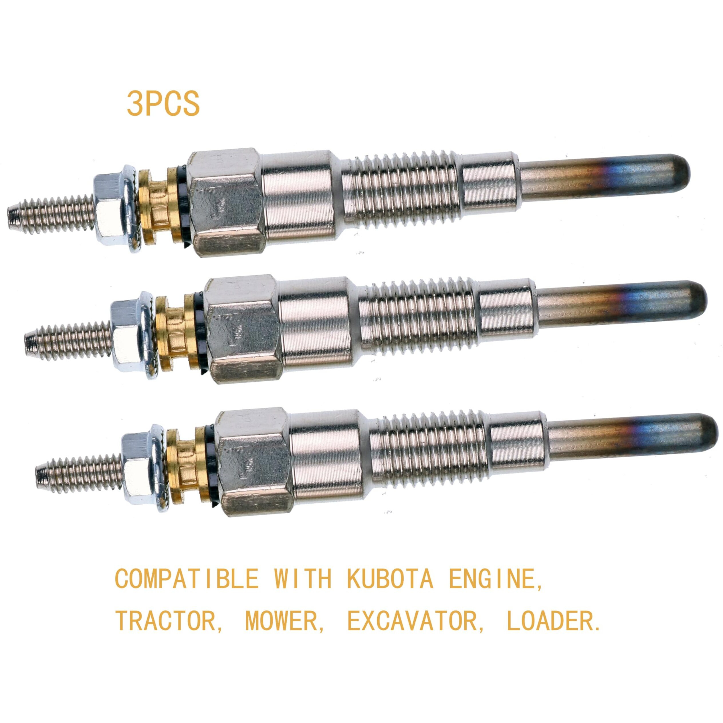 Jeenda 3Pcs Glow Plug 16851-65510 16851-65512 Compatible With Kubota D722 D902 D905 D1005 D1105 V1505 V1305 Z482 Rtv900 Rtv1100 Tractor B1700D B1700E Zd326 Zd331 Mower Bx1800D Bx1830D