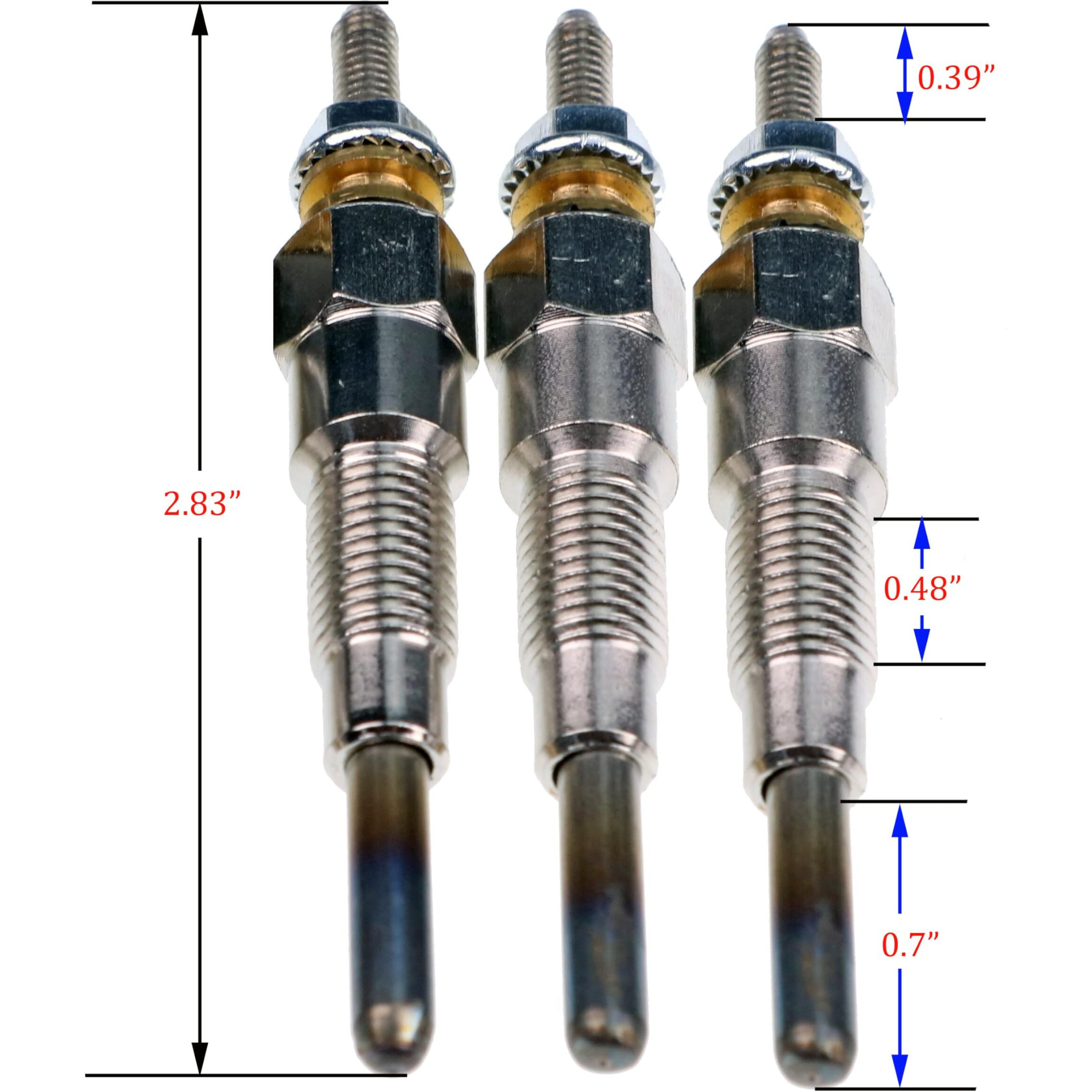 Jeenda 3Pcs Glow Plug 16851-65510 16851-65512 Compatible With Kubota D722 D902 D905 D1005 D1105 V1505 V1305 Z482 Rtv900 Rtv1100 Tractor B1700D B1700E Zd326 Zd331 Mower Bx1800D Bx1830D
