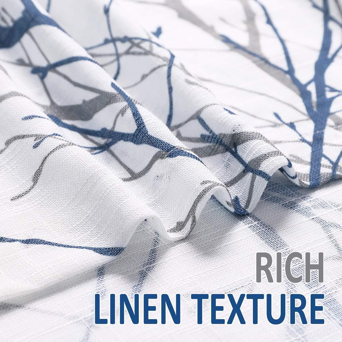 Fmfunctex Sidelight Sheer French Door Curtains 72"" Long White  Blue And Grey Print Branch Semi-Sheer Door Panels For Front Patio Door 24 W 2 Pk