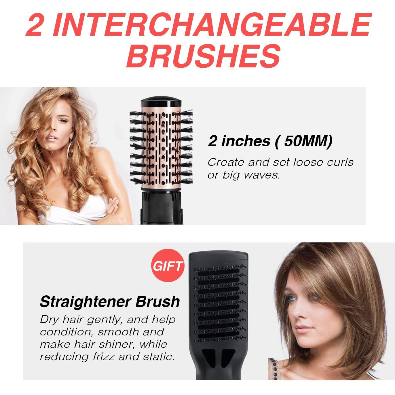 Beautimeter 1200W Hot Air Spin Brush Kit  3 In 1 Hair Dryer And Styler  Negative Ionic Hair Care  Black & Gold