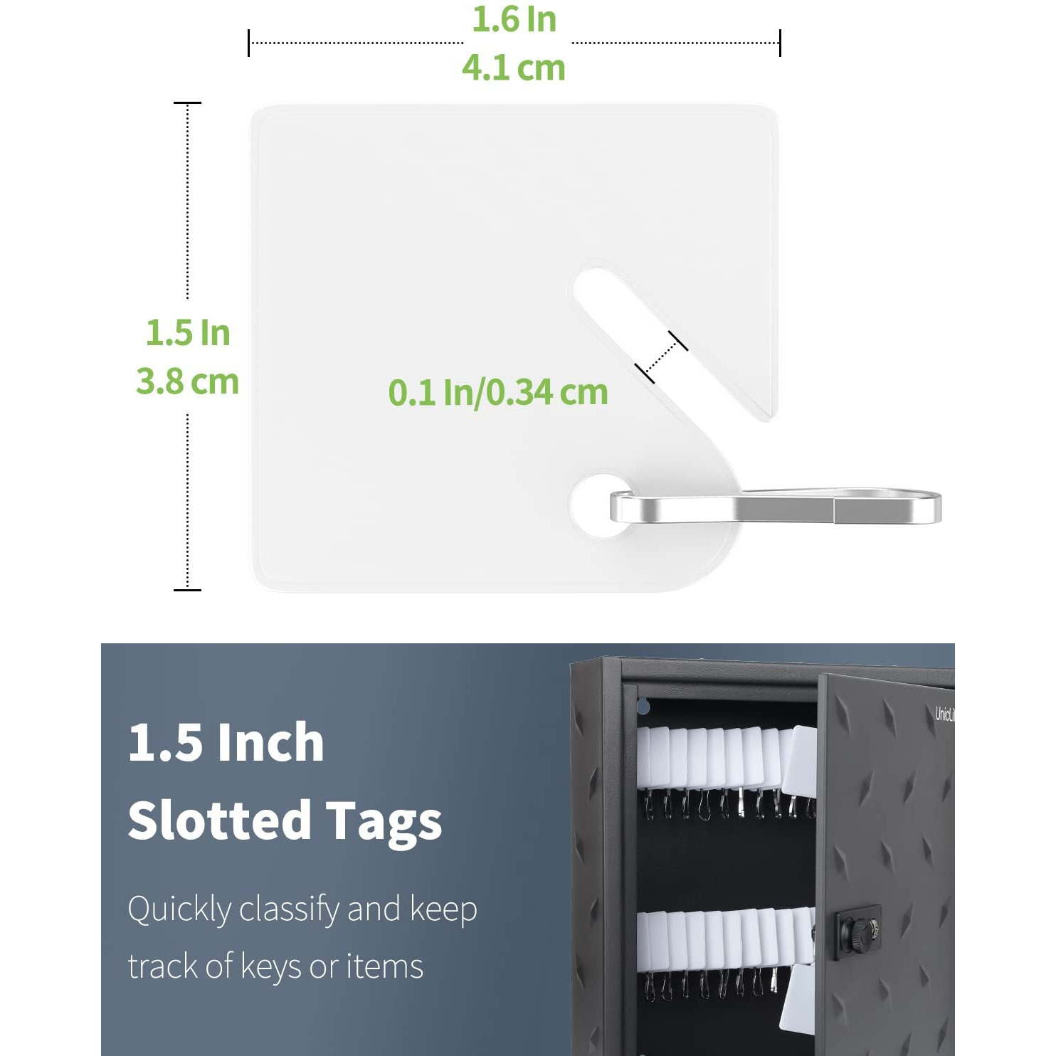 Uniclife 50 Pcs Rack Key Tags 1.5 Inch Slotted Plastic Tags With Metal Snap Hooks White Square Hanging Tags For Key Cabinets Boxes Lockers Sturdy Frosted Item Identifiers For Home Offices And Garages