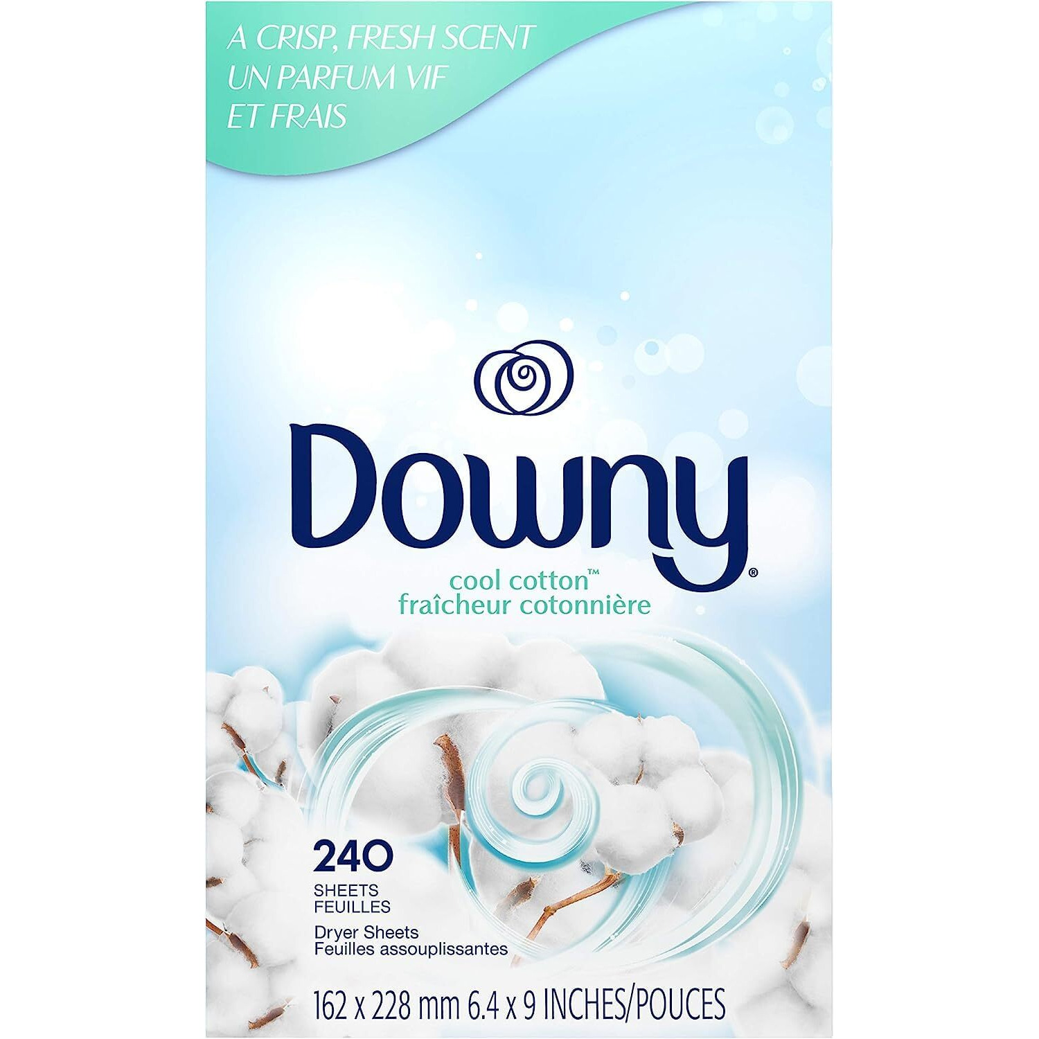Downy Dryer Sheets Laundry Fabric Softener  Cool Cotton  240 Count