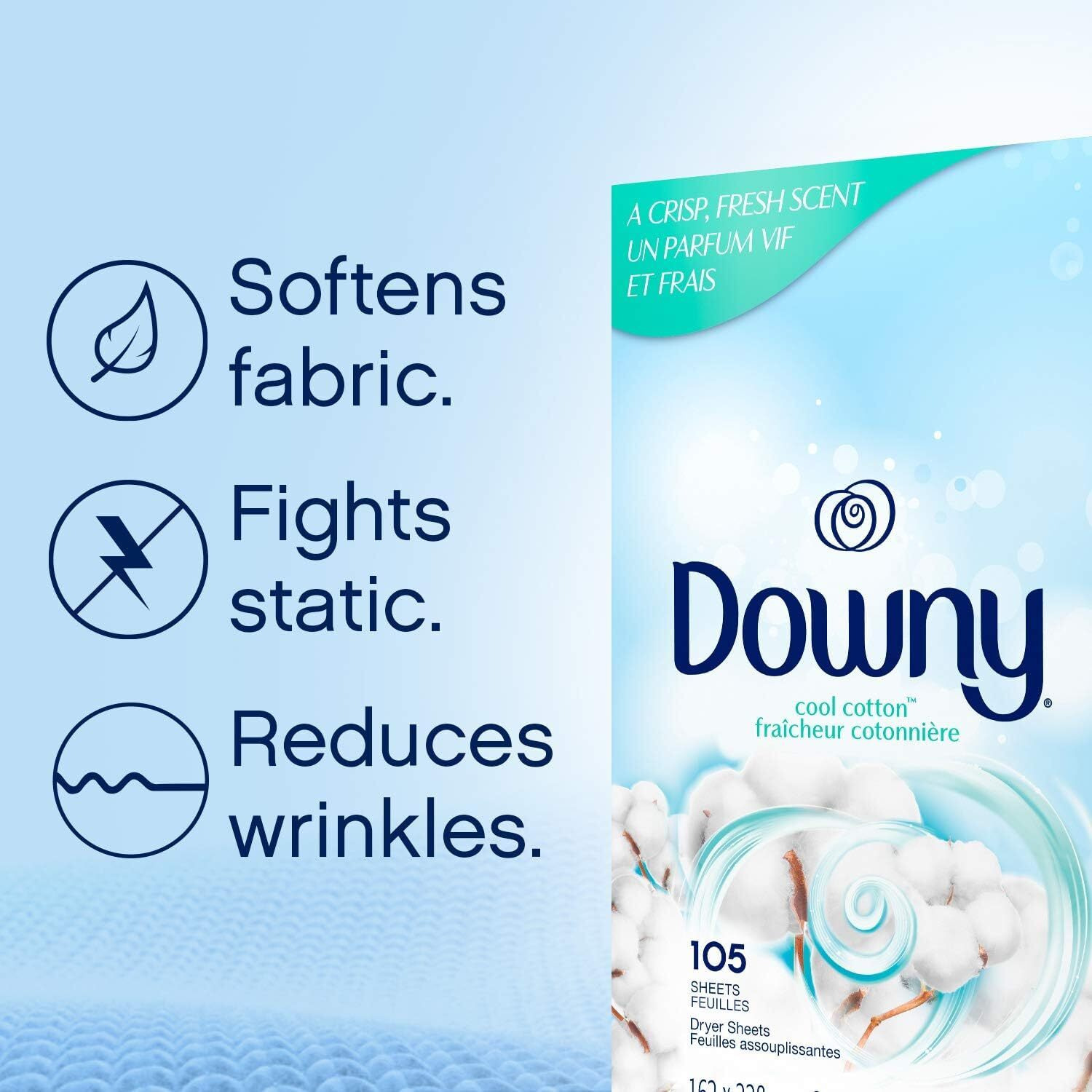 Downy Dryer Sheets Laundry Fabric Softener  Cool Cotton  240 Count