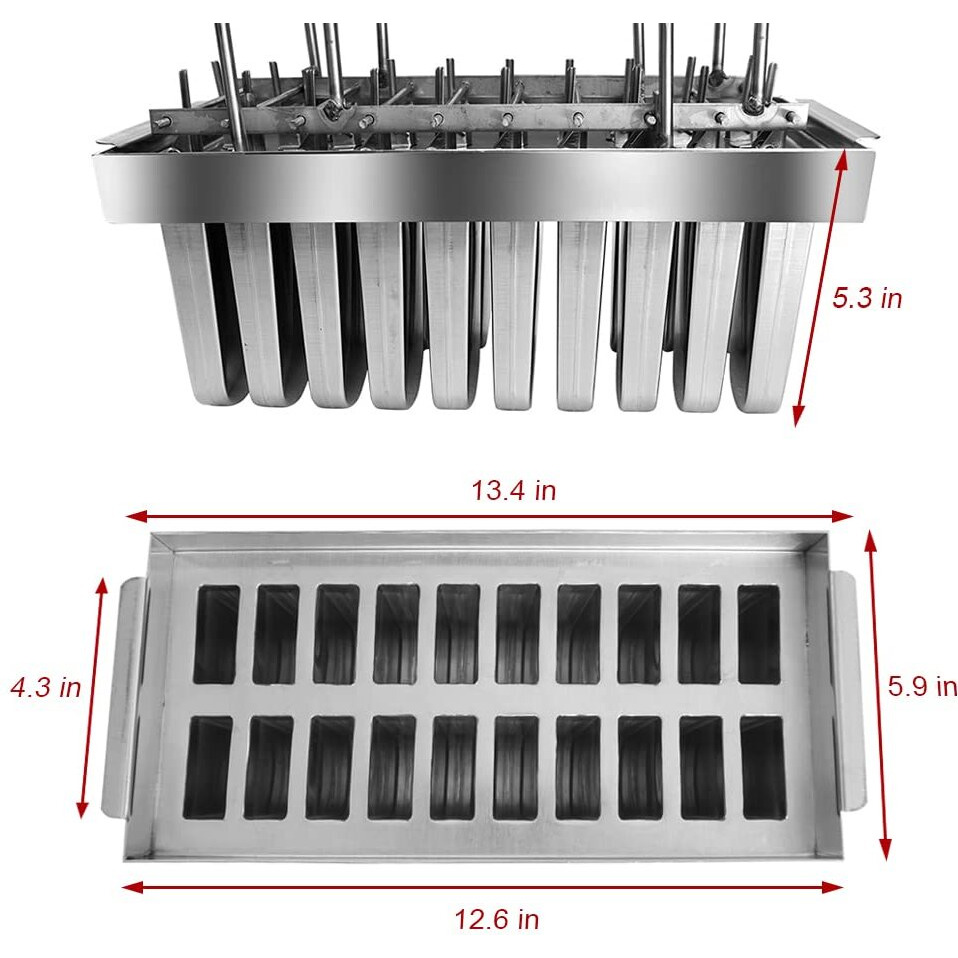 Zxmoto 20Pcs Industrial Stainless Steel Ice Lolly Popsicle Molds Commercial Popsicle Mold Ice Cream Stick Holder 98Ml Per Mold