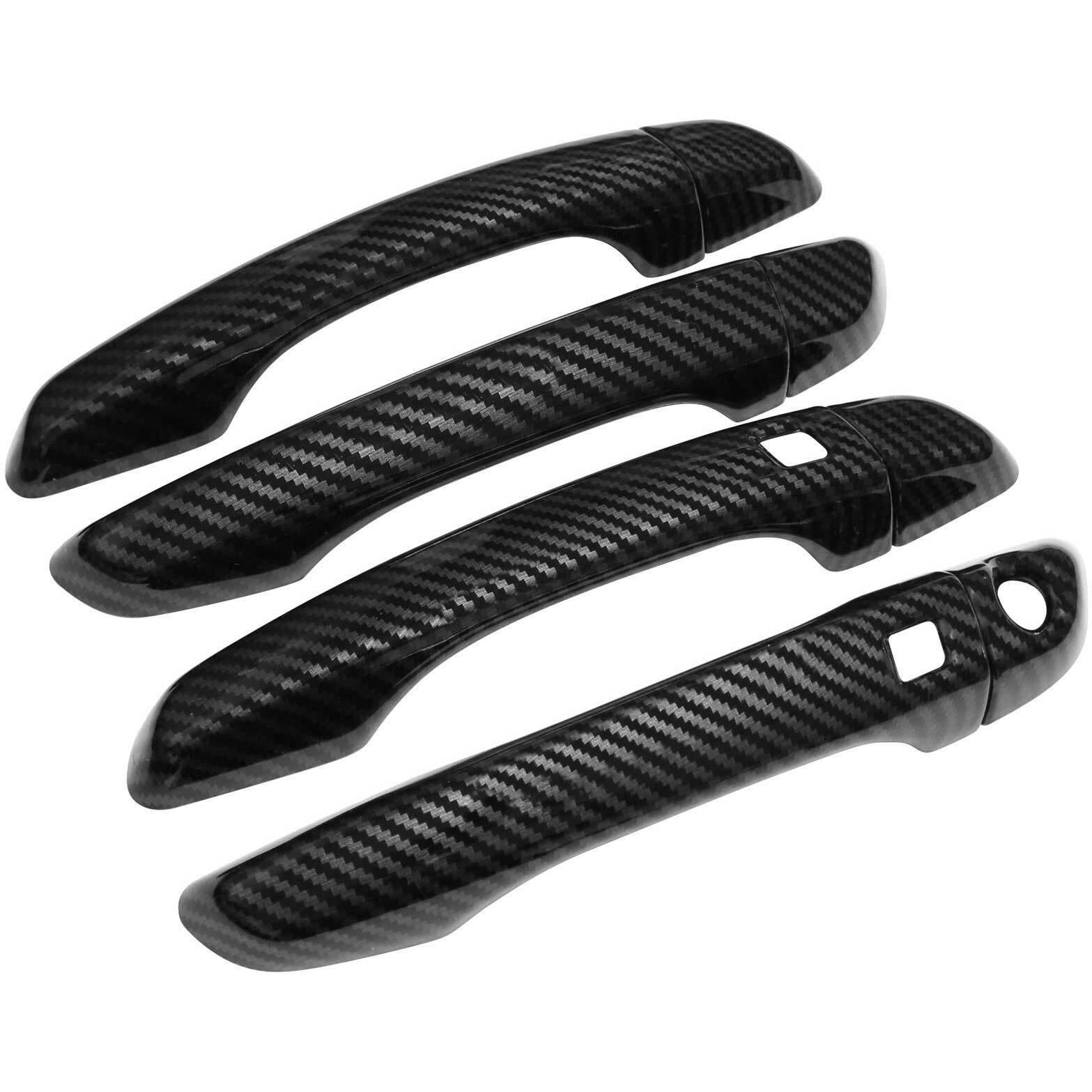 Newyall Carbon Fiber Exterior Door Handle Cover Trim With Keyless Holes For Hyundai Elantra 2017-2019 Front Rear Left Driver Right Passenger Side