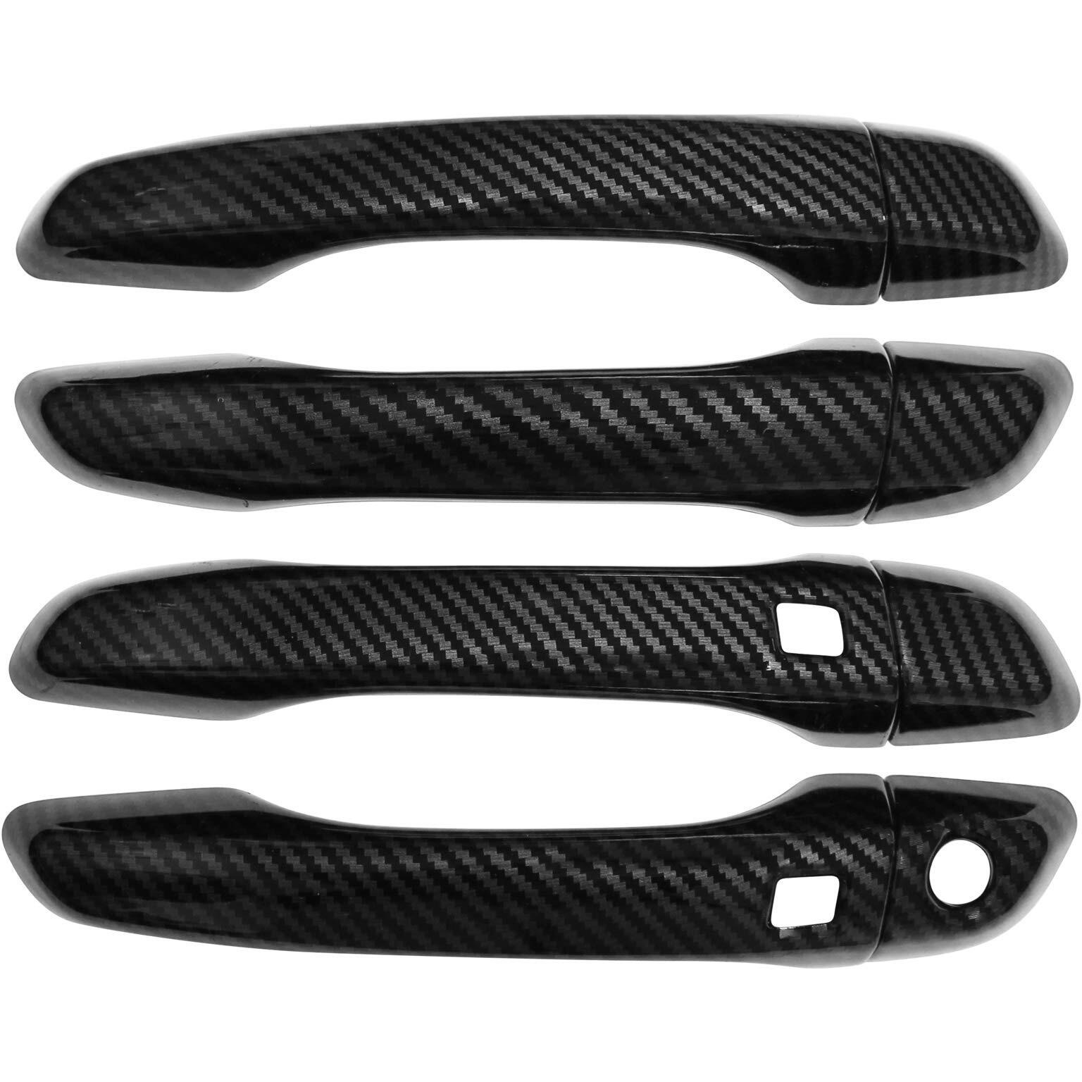 Newyall Carbon Fiber Exterior Door Handle Cover Trim With Keyless Holes For Hyundai Elantra 2017-2019 Front Rear Left Driver Right Passenger Side