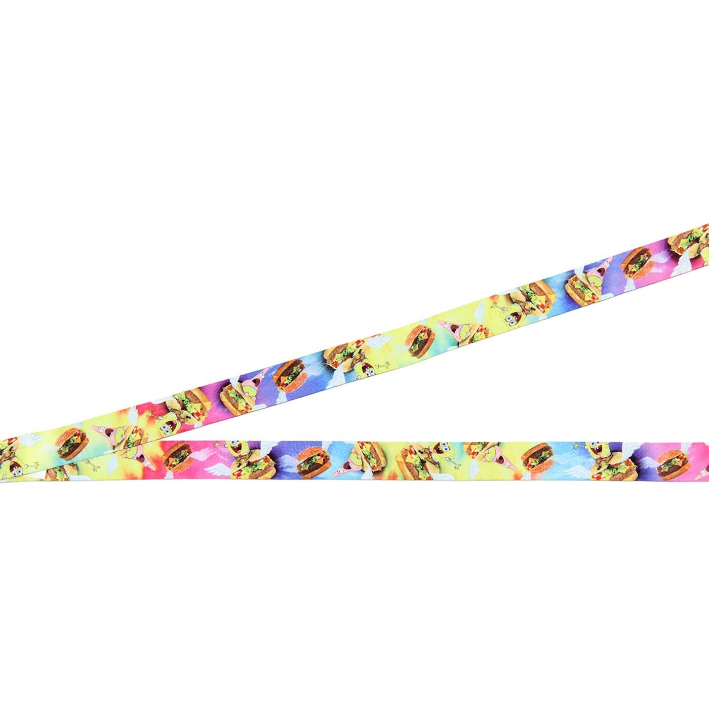 Spongebob Squarepants And Patrick Riding Krabby Patties Breakaway Id Lanyard With Detachable Badge Holder Rubber Charm And Collectible Sticker