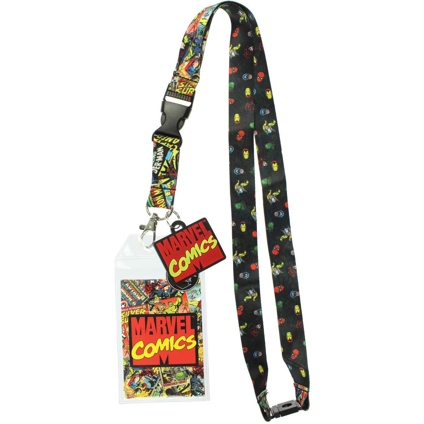 Marvel Comics Page Id Lanyard Badge Holder With 1.5"" Rubber Charm Pendant