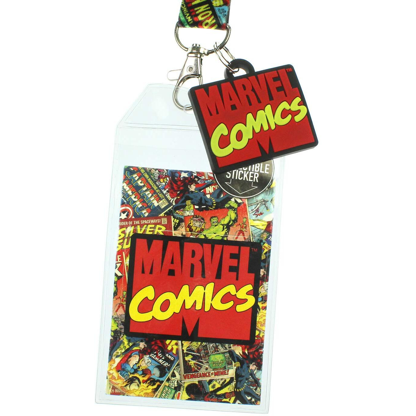Marvel Comics Page Id Lanyard Badge Holder With 1.5"" Rubber Charm Pendant