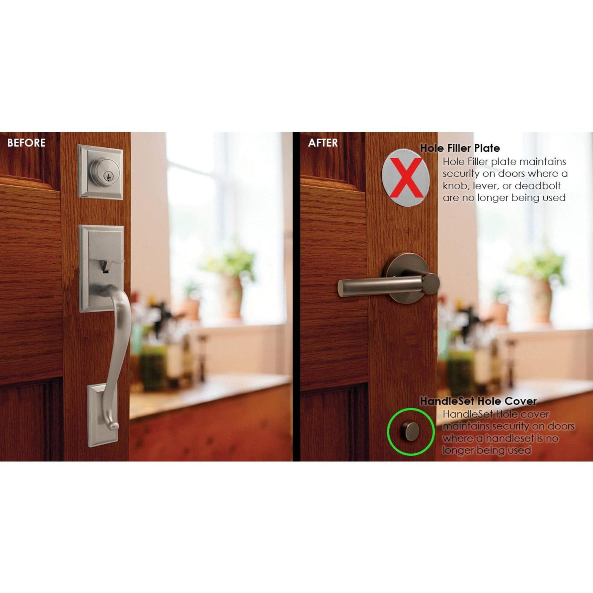 Round Handleset Hole Cover  1 Inch Diameter  Fits Doors 1-3/8"" To 2-1/4"" Thick  Satin Nickel By Stone Harbor Hardware