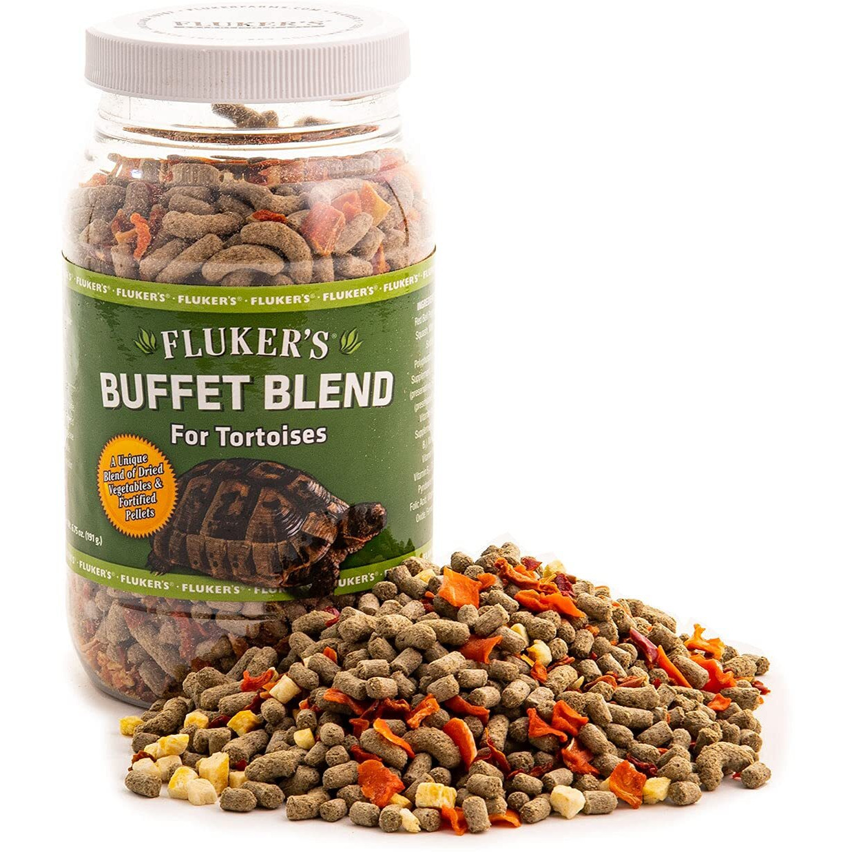 Fluker's Buffet Blend Tortoise Diet - Veggies With Fortified Pellets  6.75Oz