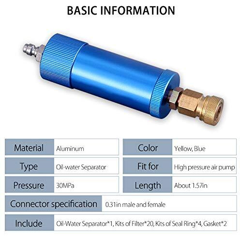 Creation Core High Pressure Pcp Hand Pump Air Filter Water-Oil Sparator With Female And Male Quick Connect For High Pressure Air Compressor Pump 30Mpa Blue