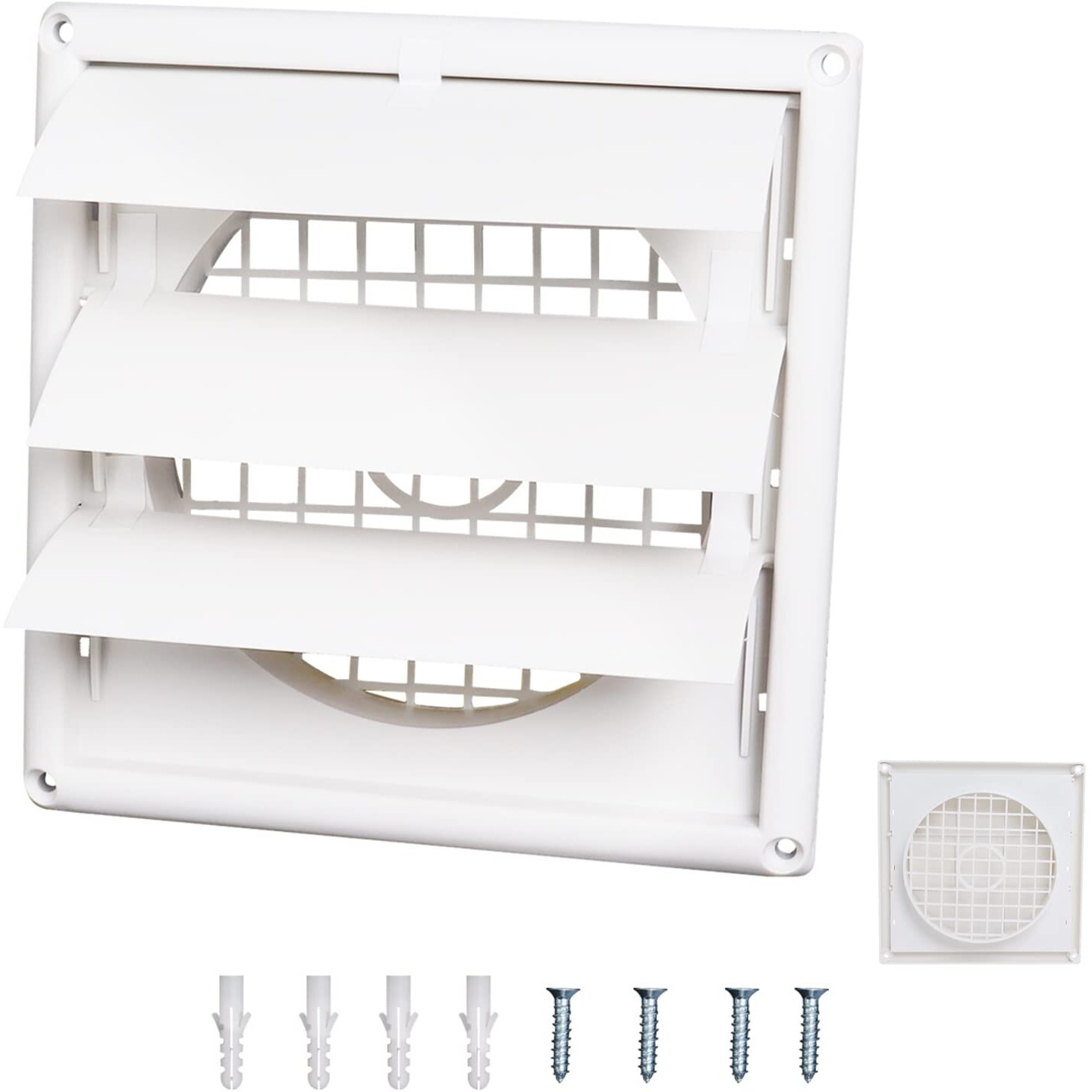 6'' Dryer Vent Cover Outdoor  Dryer Louver Vent Cover For Exterior Wall (Total Unit Size 8 Inches X 8 Inches)