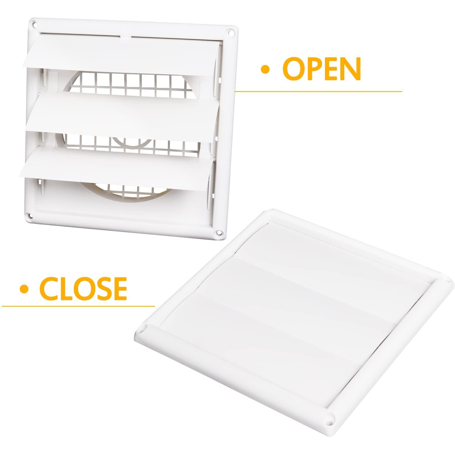 6'' Dryer Vent Cover Outdoor  Dryer Louver Vent Cover For Exterior Wall (Total Unit Size 8 Inches X 8 Inches)