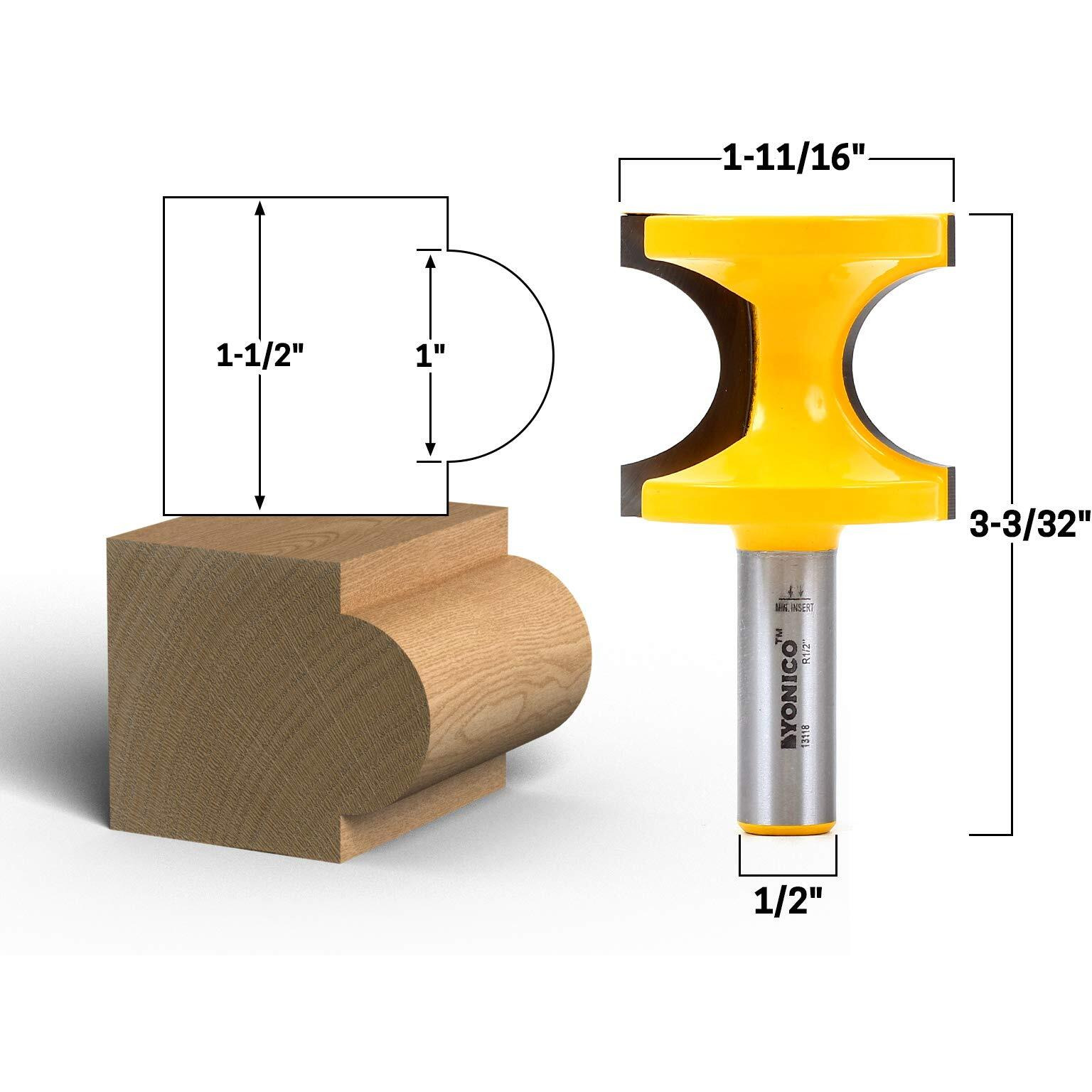 Yonico 13120 1-1/2-Inch Bead Bullnose Router Bit 1/2-Inch Shank