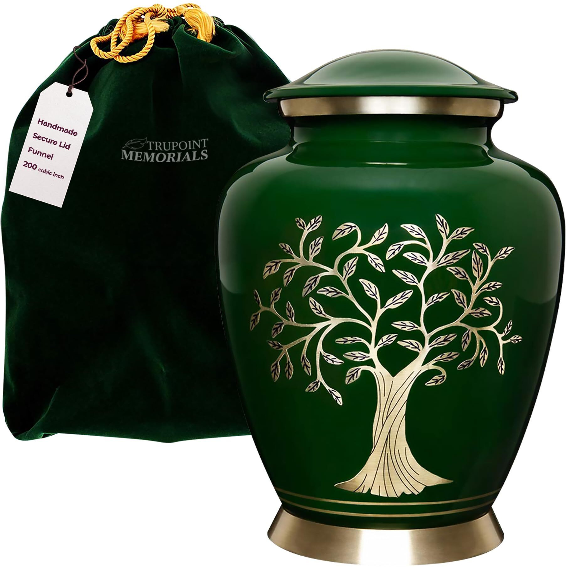 Trupoint Memorials Cremation Urns For Human Ashes - Decorative Urns  Urns For Human Ashes Female & Male  Urns For Ashes Adult Female  Funeral Urns - Dark Green  Large