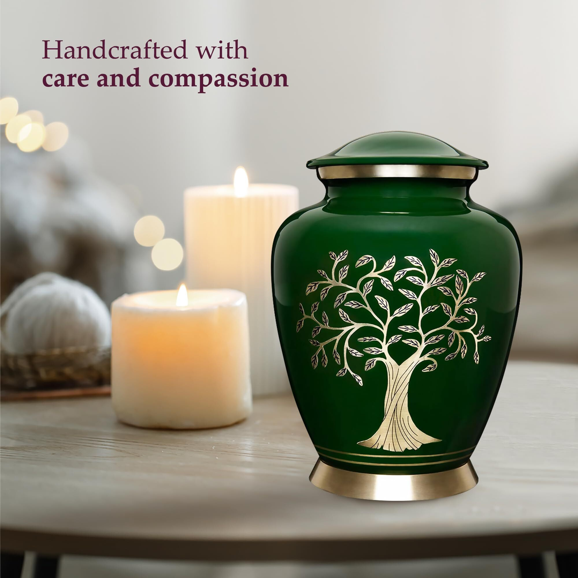 Trupoint Memorials Cremation Urns For Human Ashes - Decorative Urns  Urns For Human Ashes Female & Male  Urns For Ashes Adult Female  Funeral Urns - Dark Green  Large