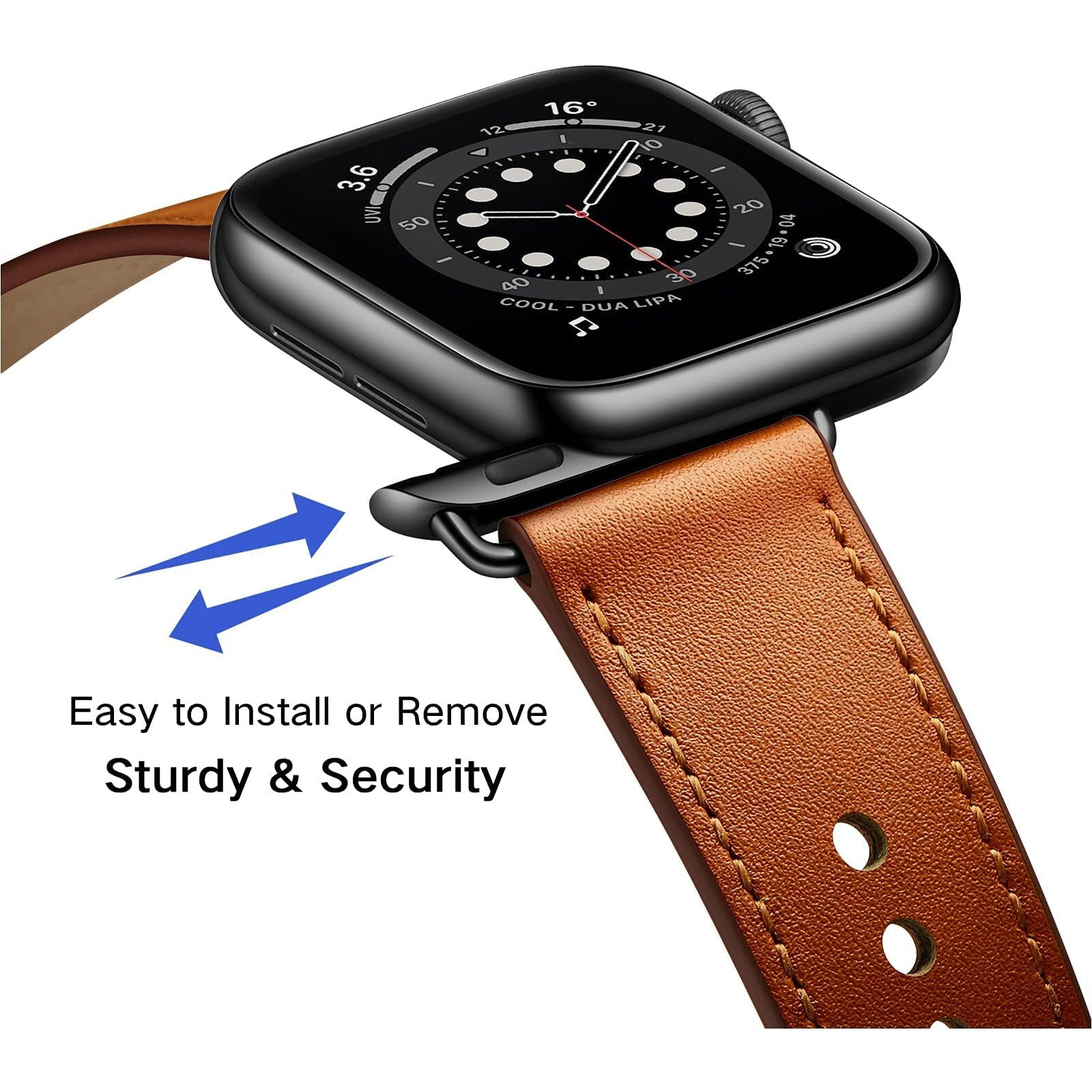 Ouheng Compatible With Apple Watch Band 49Mm 45Mm 44Mm 42Mm 41Mm 40Mm 38Mm  Genuine Leather Bands Strap For Iwatch Ultra 2/1 Se2 Se Series 9 8 7 6 5 4 3 2 1 (Brown/Black  49Mm 45Mm 44Mm 42Mm)