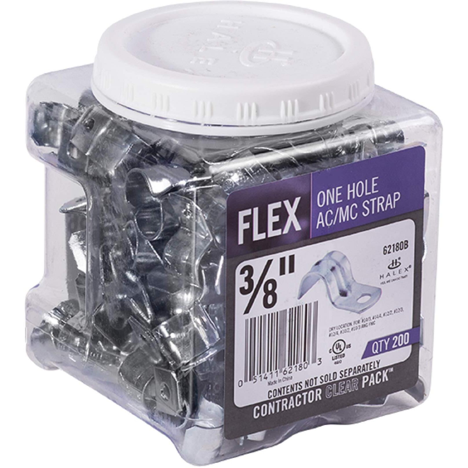 Halex - 3/8 Inch Flexible Metal Conduit (Fmc) - 1 Hole Straps - 62180B - 200 Per Pack - Silver
