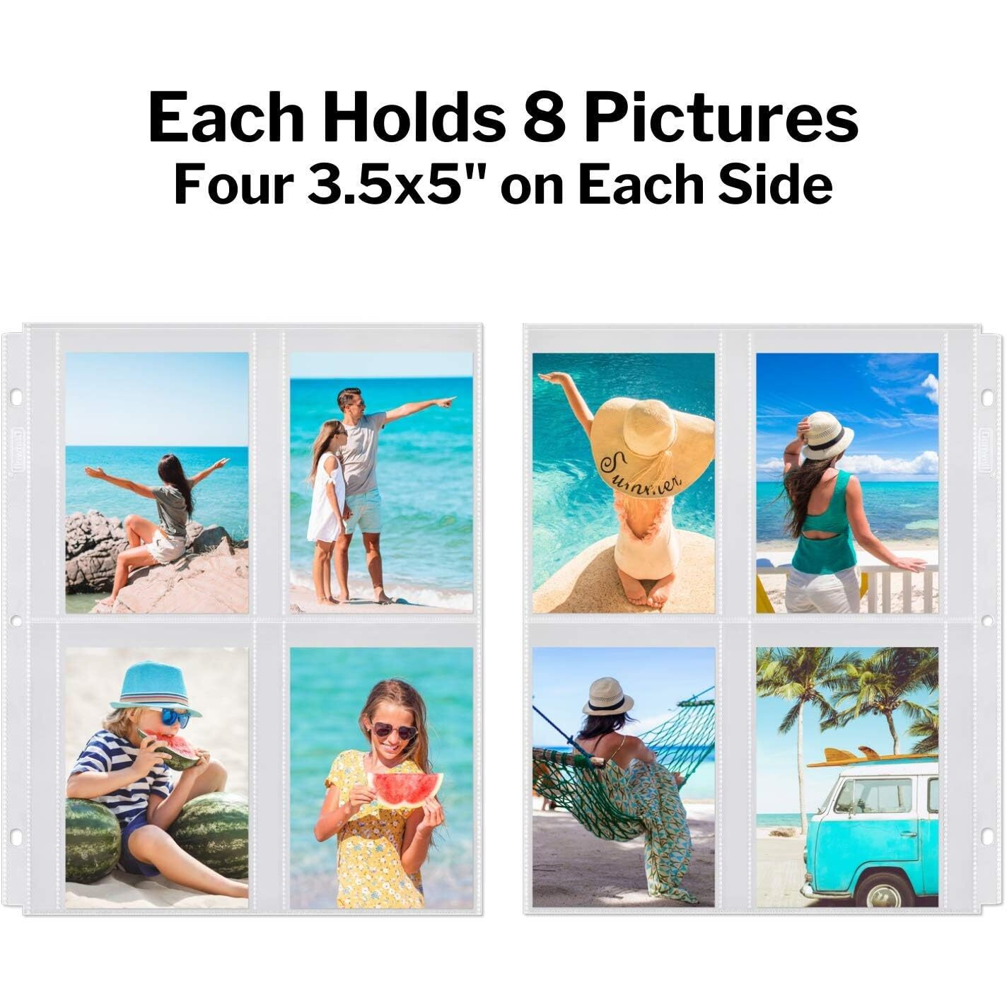 Dunwell Photo Album Page Refill - (3.5X5  25 Pack)  For 200 Pictures  3-Ring Binder Photo Pockets  Each 4-Pocket Photo Page Holds 8 Pictures  3.5 X 5 Photo Protectors Or 3.25X5.25 Seed Binder