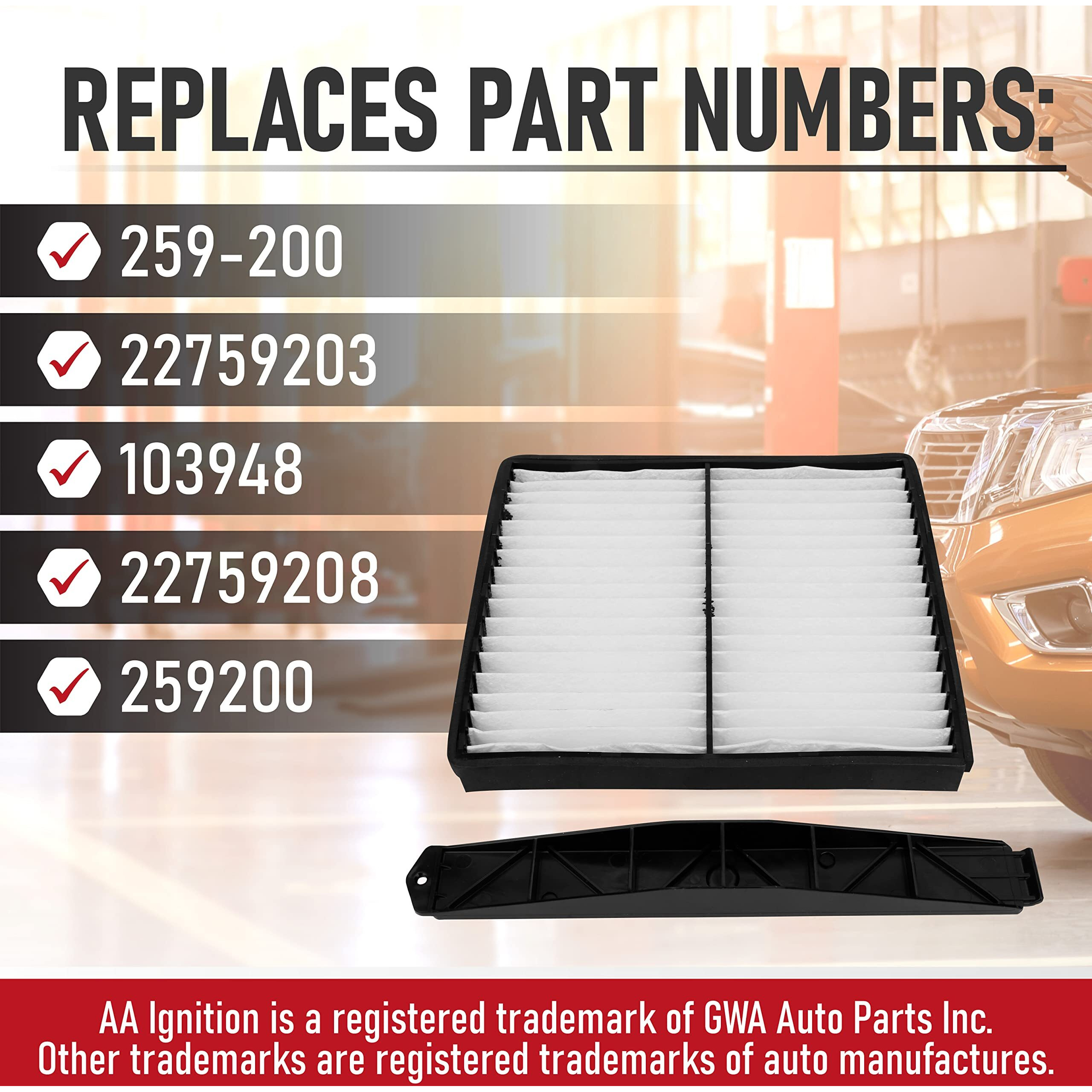 Cabin Air Filter Retrofit Kit - Compatible With Chevy  Cadillac And Gmc Vehicles - Silverado  Sierra  Yukon  Tahoe  Suburban  Avalanche  Escalade - Replaces 259-200  22759203  103948  22759208