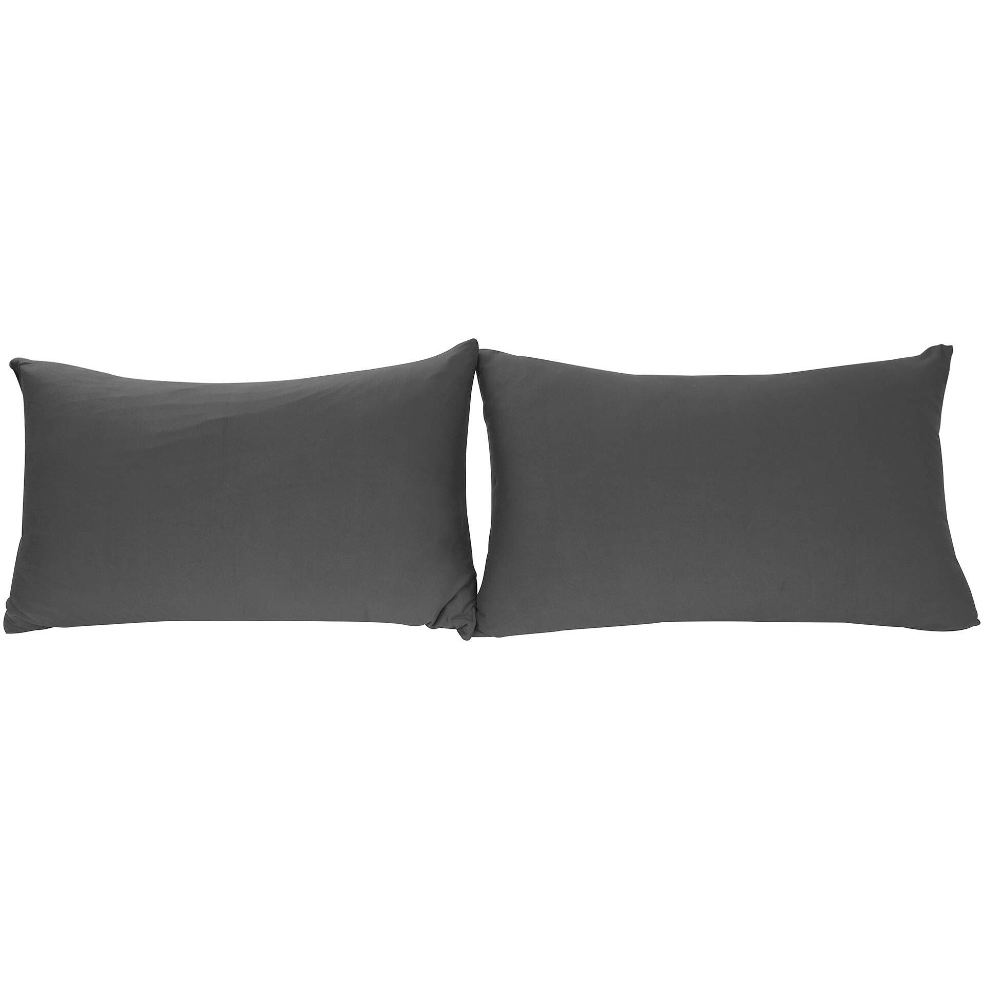 Stretch Pillowcases - Micro Jersey Knit & Ultra Soft  Standard Size - Set Of 2 Pillow Cases  Dark Gray