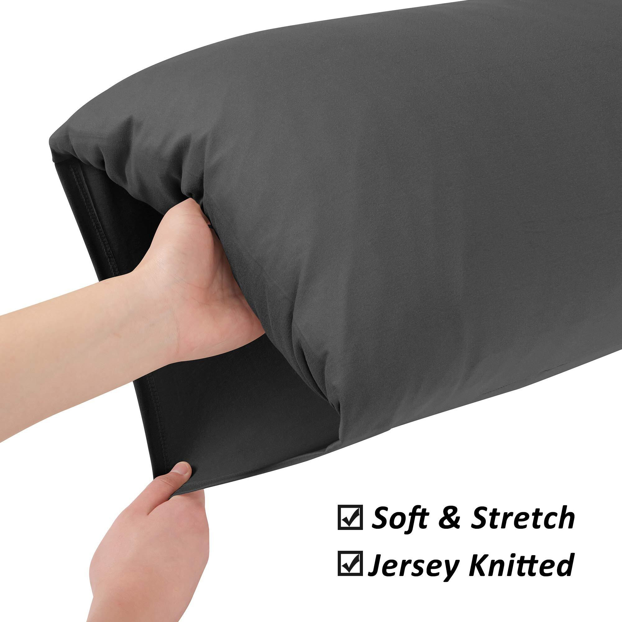 Stretch Pillowcases - Micro Jersey Knit & Ultra Soft  Standard Size - Set Of 2 Pillow Cases  Dark Gray
