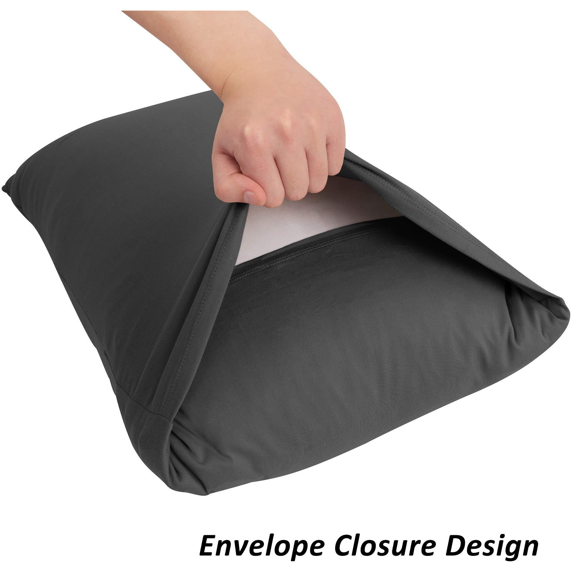 Stretch Pillowcases - Micro Jersey Knit & Ultra Soft  Standard Size - Set Of 2 Pillow Cases  Dark Gray