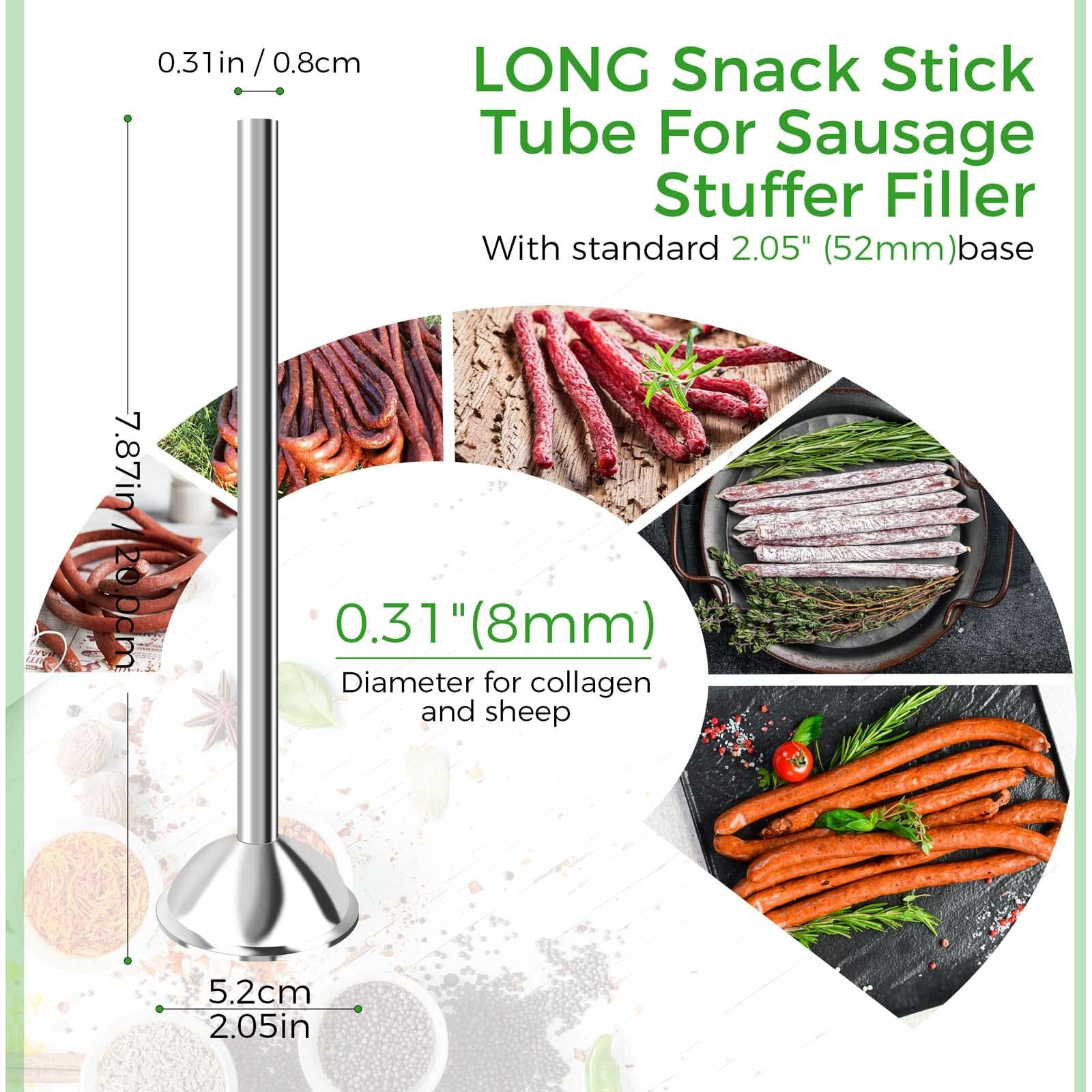 Wutfly 8Mm Stainless Steel Sausage Stuffing Tubes And Sausage Stuffer Funnels For 5 Sausage Stuffers