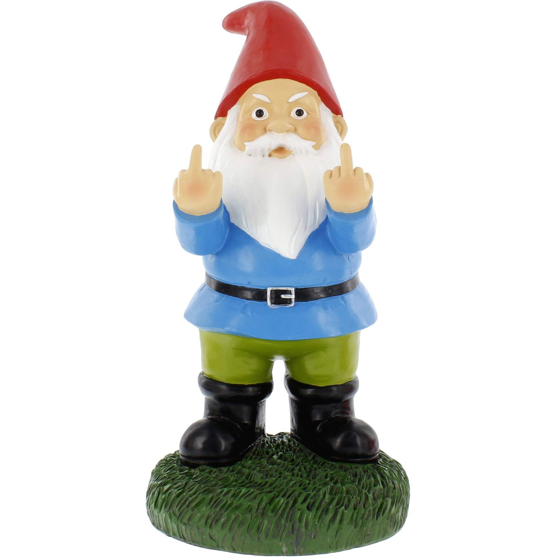 Gnometastic Middle Finger Gnome Statue  Large 12.5"" Tall - Original Double Bird Garden Gnome Statue Decoration And Lawn Ornament - Funny Garden Gnomes For Outdoor Or Home Decor