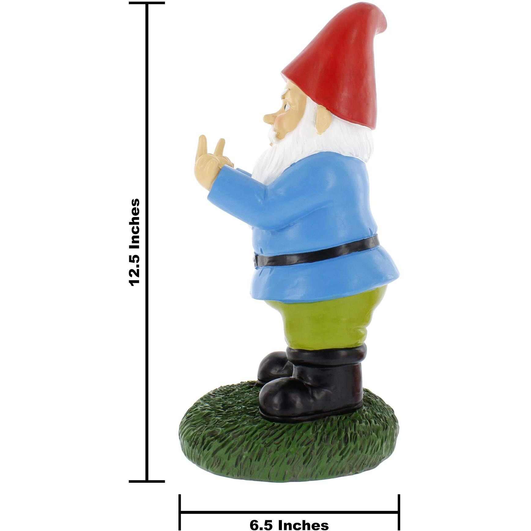 Gnometastic Middle Finger Gnome Statue  Large 12.5"" Tall - Original Double Bird Garden Gnome Statue Decoration And Lawn Ornament - Funny Garden Gnomes For Outdoor Or Home Decor